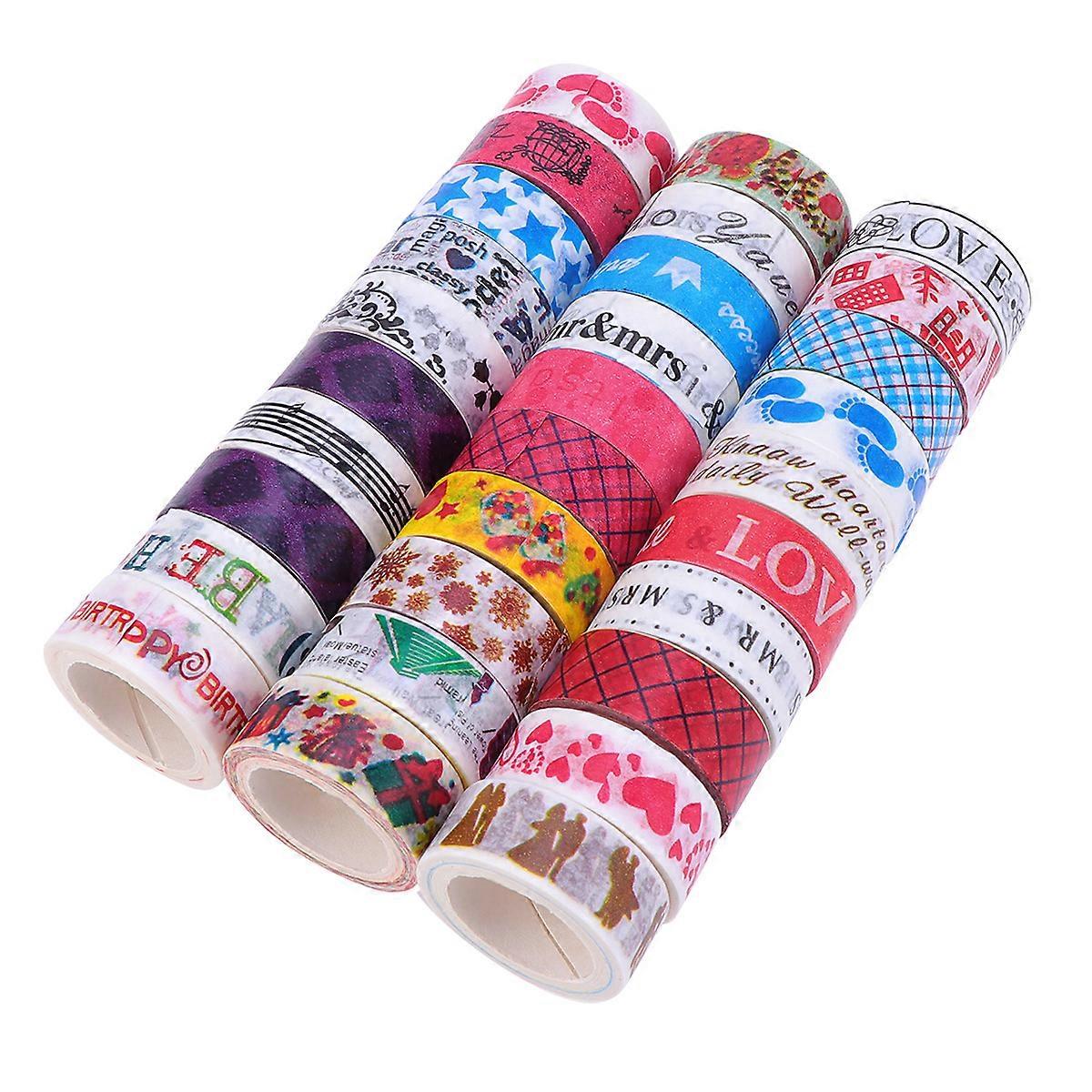 Adhesive Paper Sticker 30 Rolls Tapes For Gift Making Office Use Assorted Color Decorative 30Set