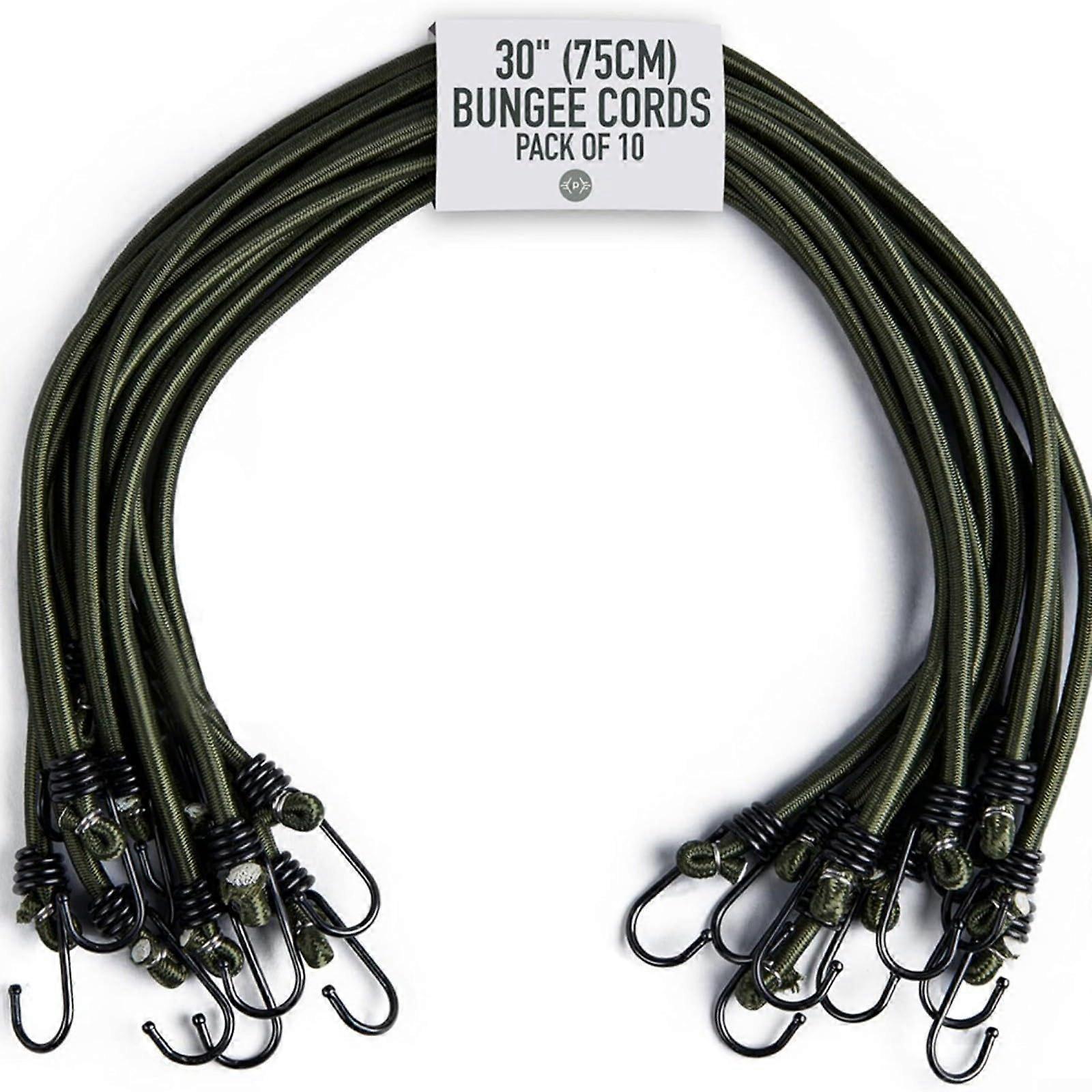 Bungee Cords with Hooks, 10 Pack, 8mm Elastic Rope for Camping and Outdoor Use, 75cm Length, 30kg Load Capacity