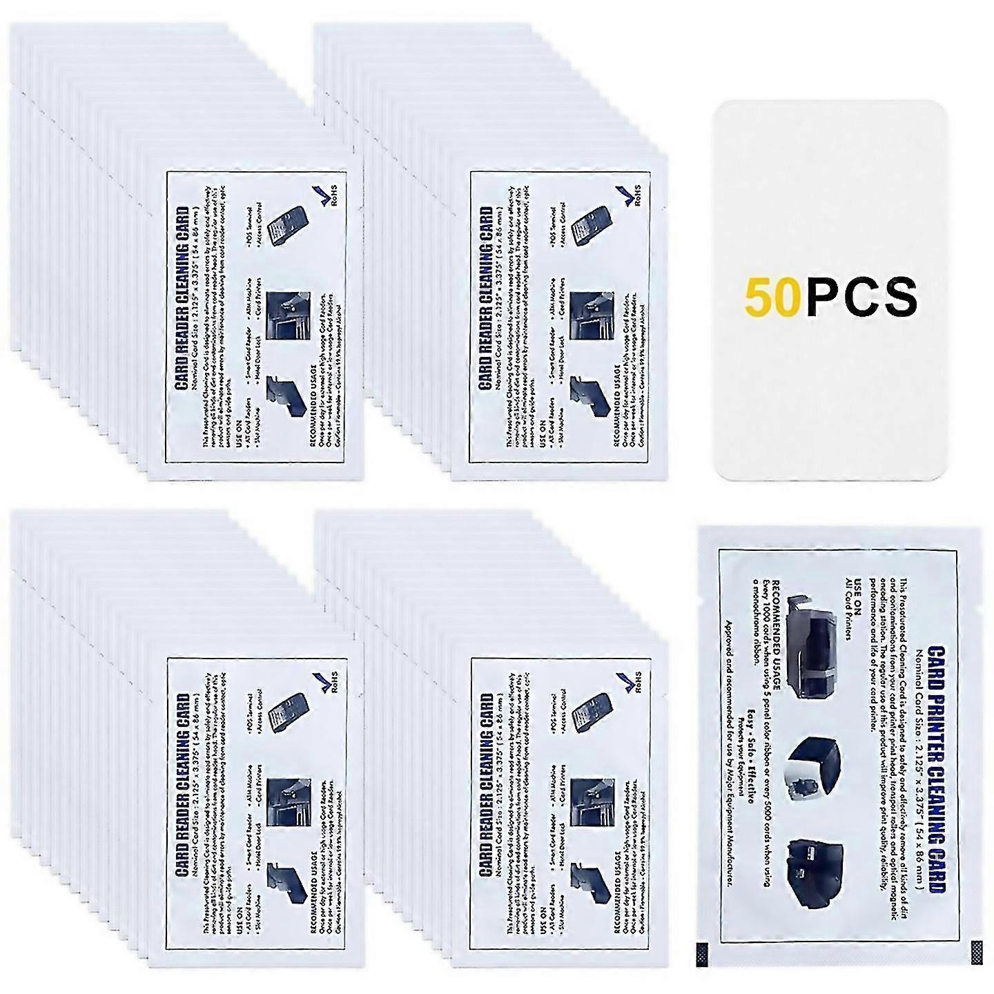 For cr80 card reader cleaning cards 50pcs dual side card reader cleaner pos swipe terminal cleaning