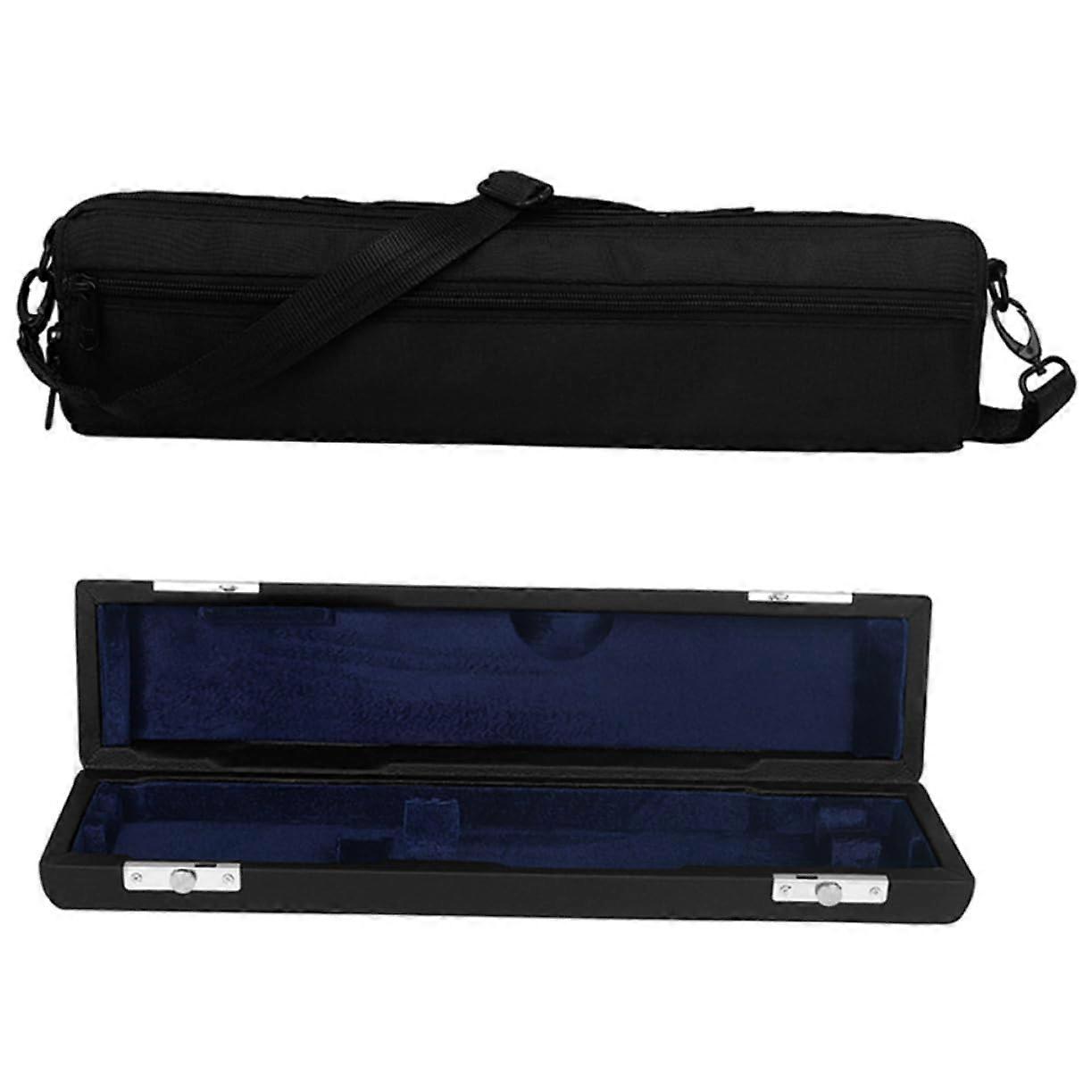 Portable Flute Case with Adjustable Shoulder Strap, Shockproof Storage Bag with Inner Pockets for Musical Instrument Accessories