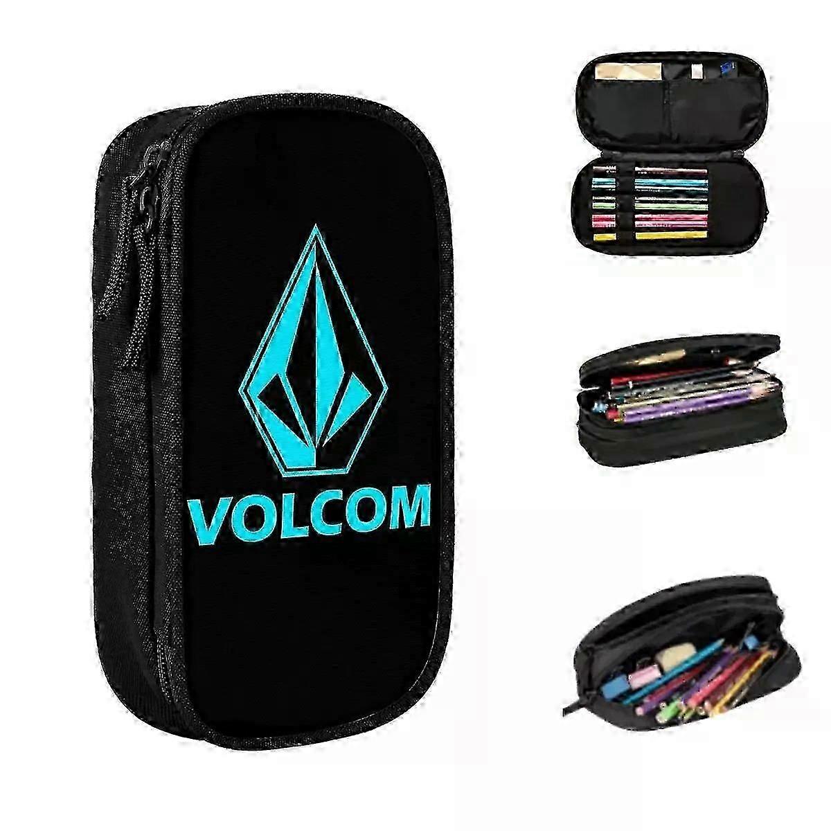 z1696 Volcom Logo (4) حقائب أقلام كبيرة تخزين حقائب قلم رصاص صندوق قلم رصاص حقيبة للأولاد والبنات الطلاب القرطاسية مكتب المدرسة ty1696