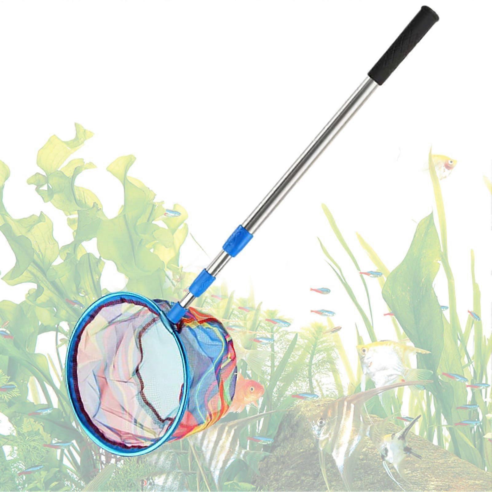 Kids Fishing Net Retractable Beach Net For Kids With Non-Slip Grip Butterfly Catch Toy Outdoor Summer Play Camping Blue
