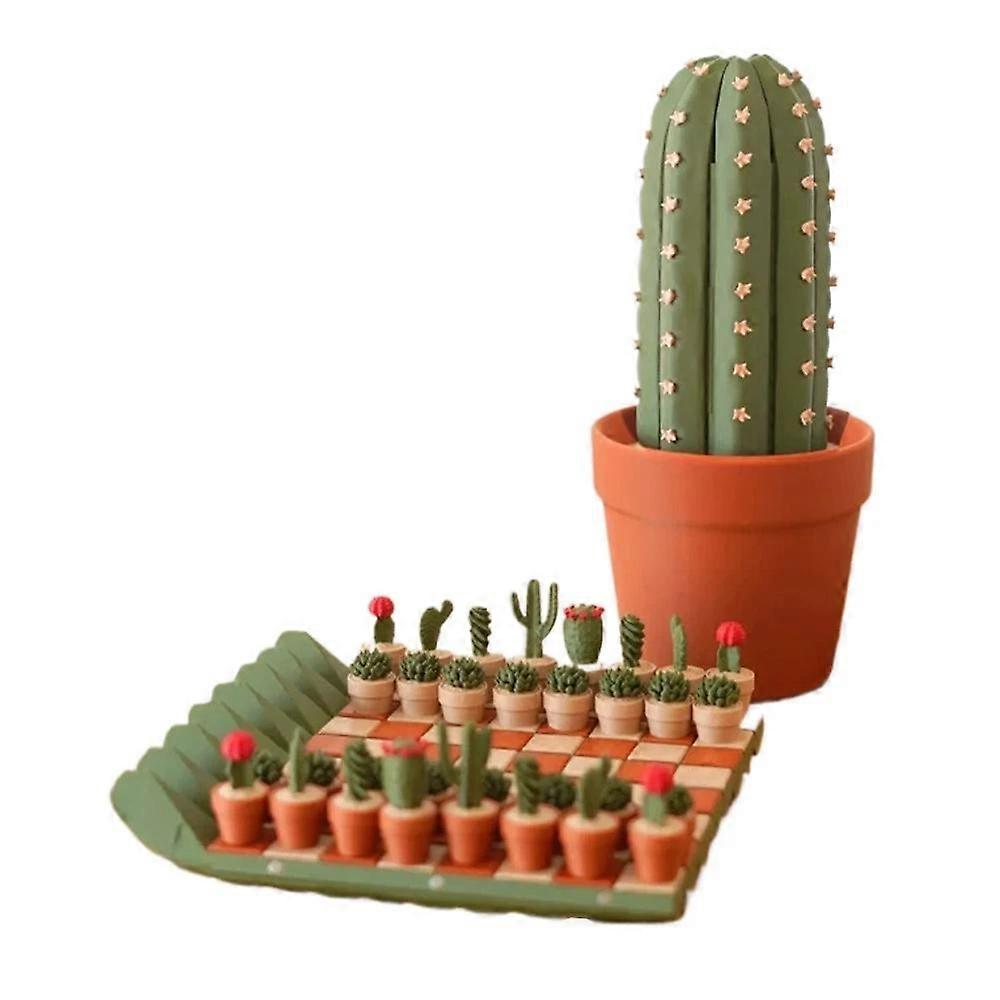 3D Printed 32PCS Cactus Chess Board Set Roll-Up Portable Cactichess Chess