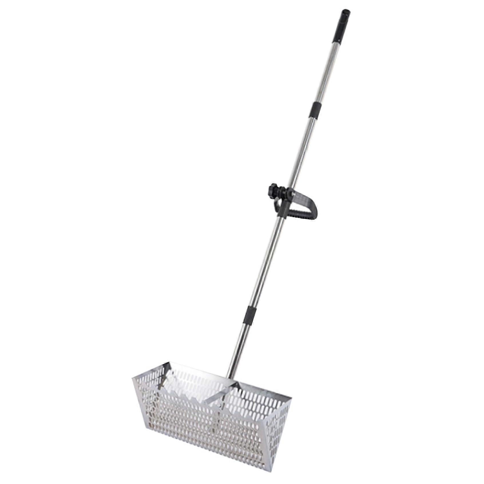 Sand Flea Rake 55.5 Inch Carbon Steel with Blunt Teeth and Non-Slip Handle Removable Sifter for Beach and Garden Use