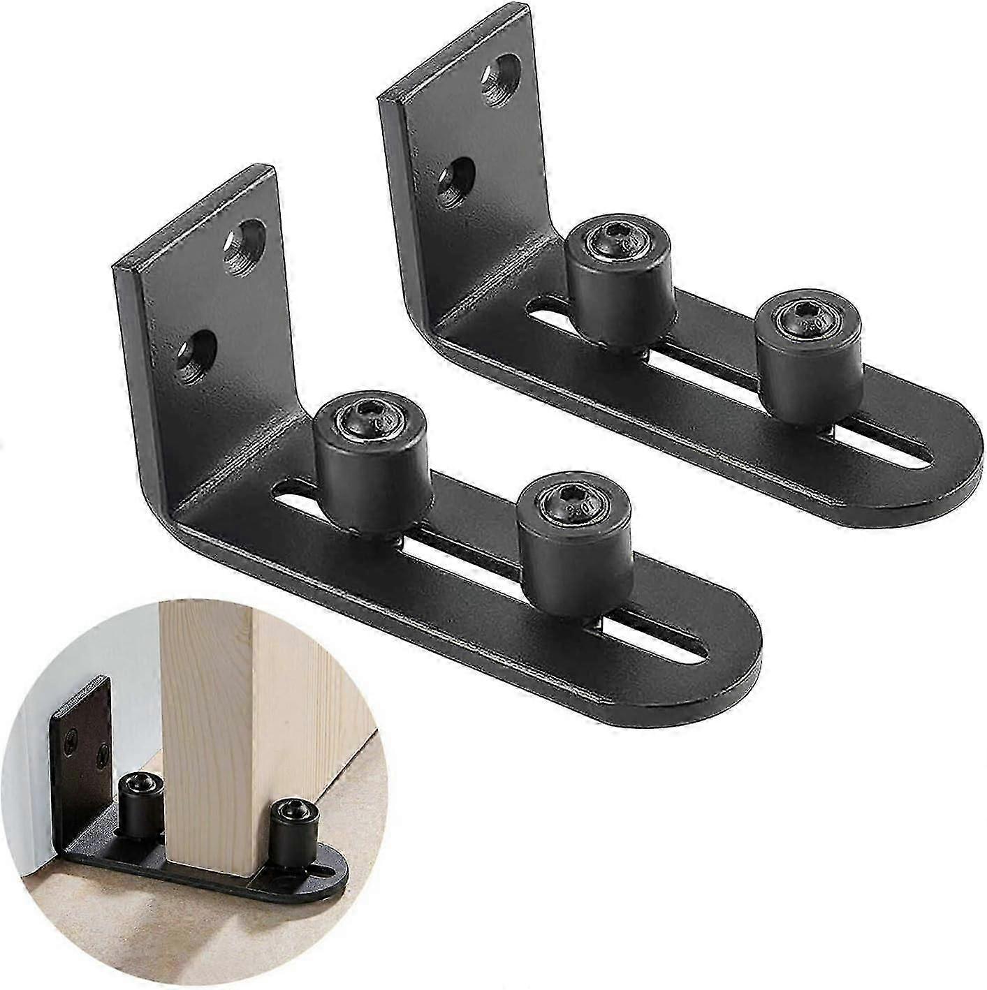 2 Pcs Sliding Barn Door Floor Guides, Flush Roller Hardware Kit