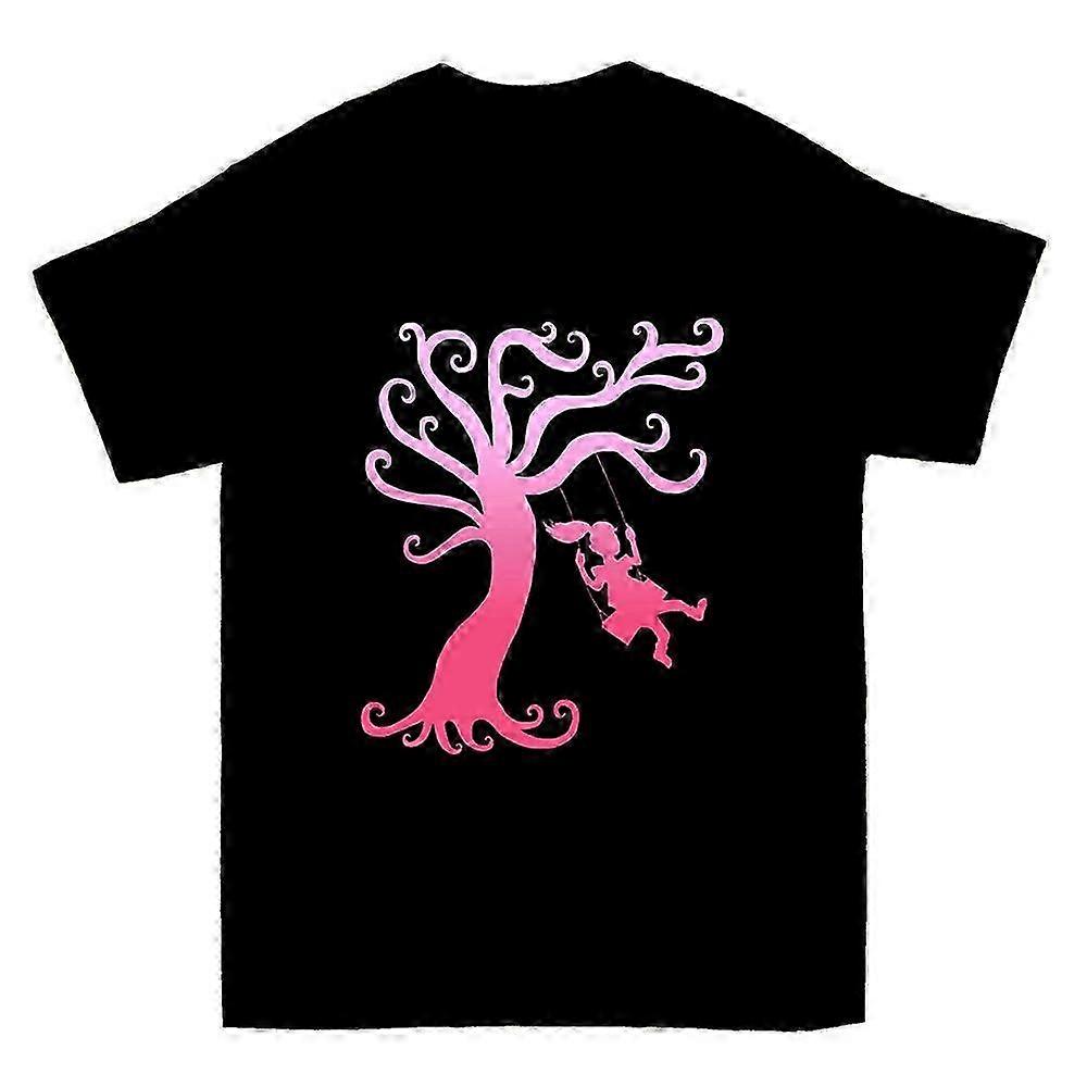 Pink Girly Tree Swing Silhouette póló