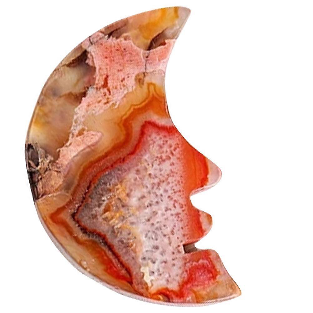 Natural Crystal Agate Moon Shape Home Decor Stone Multi Material for 1Set