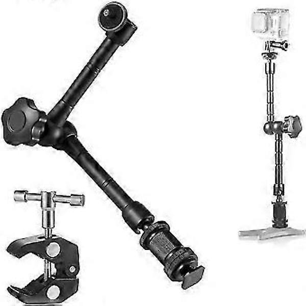 11 inch Articulating Friction Arm & Large Adjustable Super Clamp with 1/4\" & 3/8\" Thread for DSLR Camera Rig