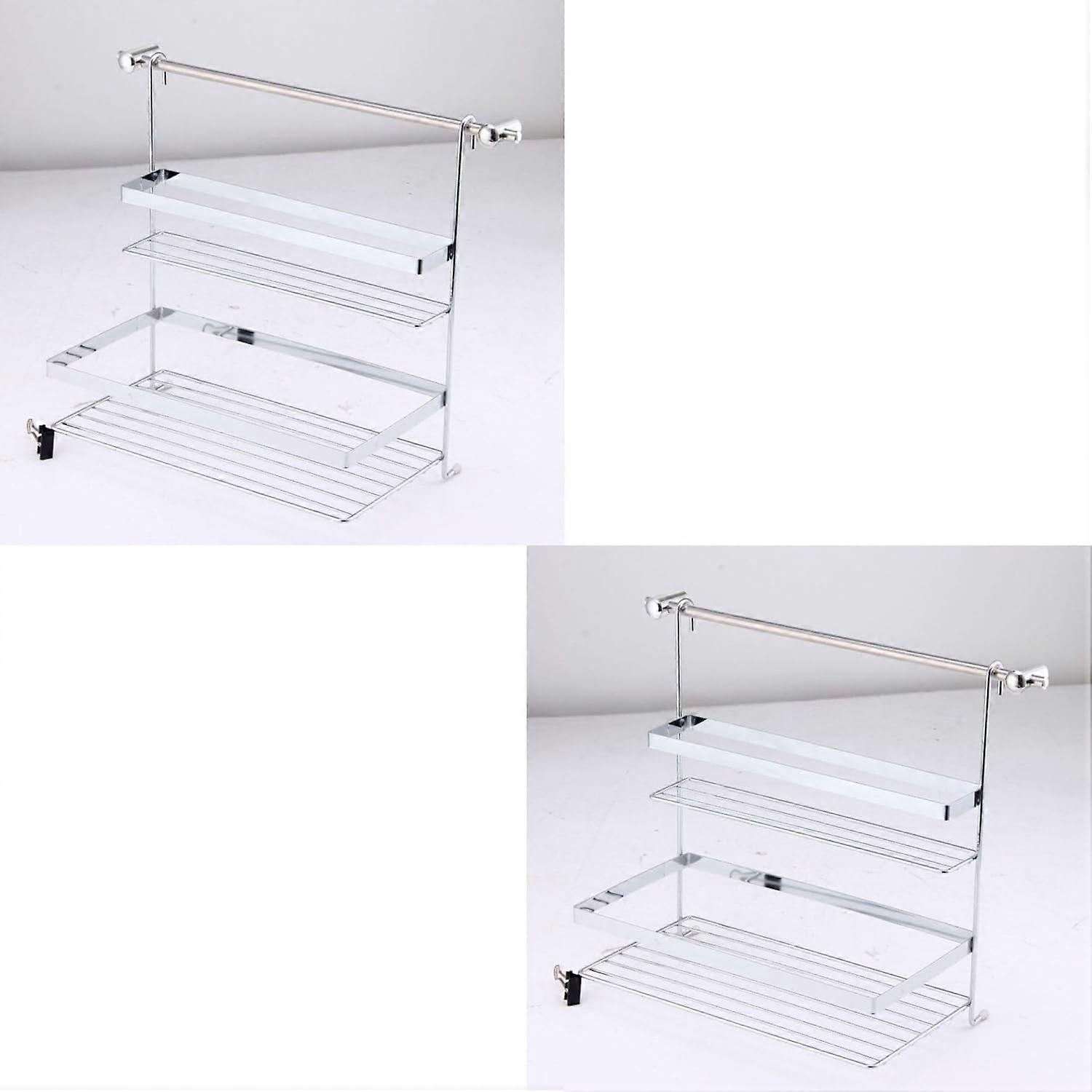 Novaliv 2er Set Küchenablage-Set 31,5 x 33 x 18,5 cm aus verchromtem Stahl Rutschfester Halt und eff