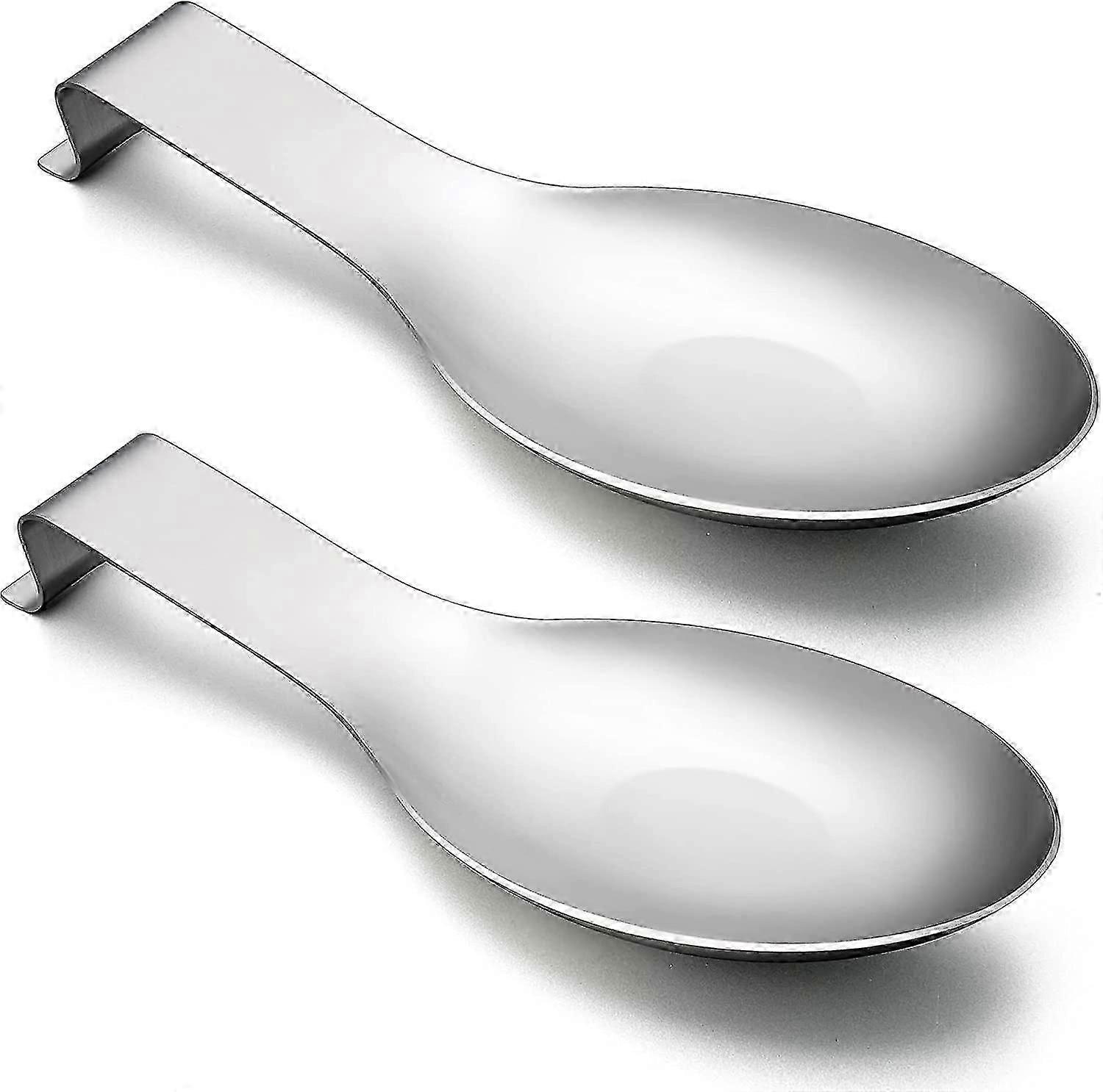 Supporto per cucchiaio in acciaio inossidabile per bancone da cucina, portautensili da cucina per cucchiai, cucchiai (argento) (2 pezzi)