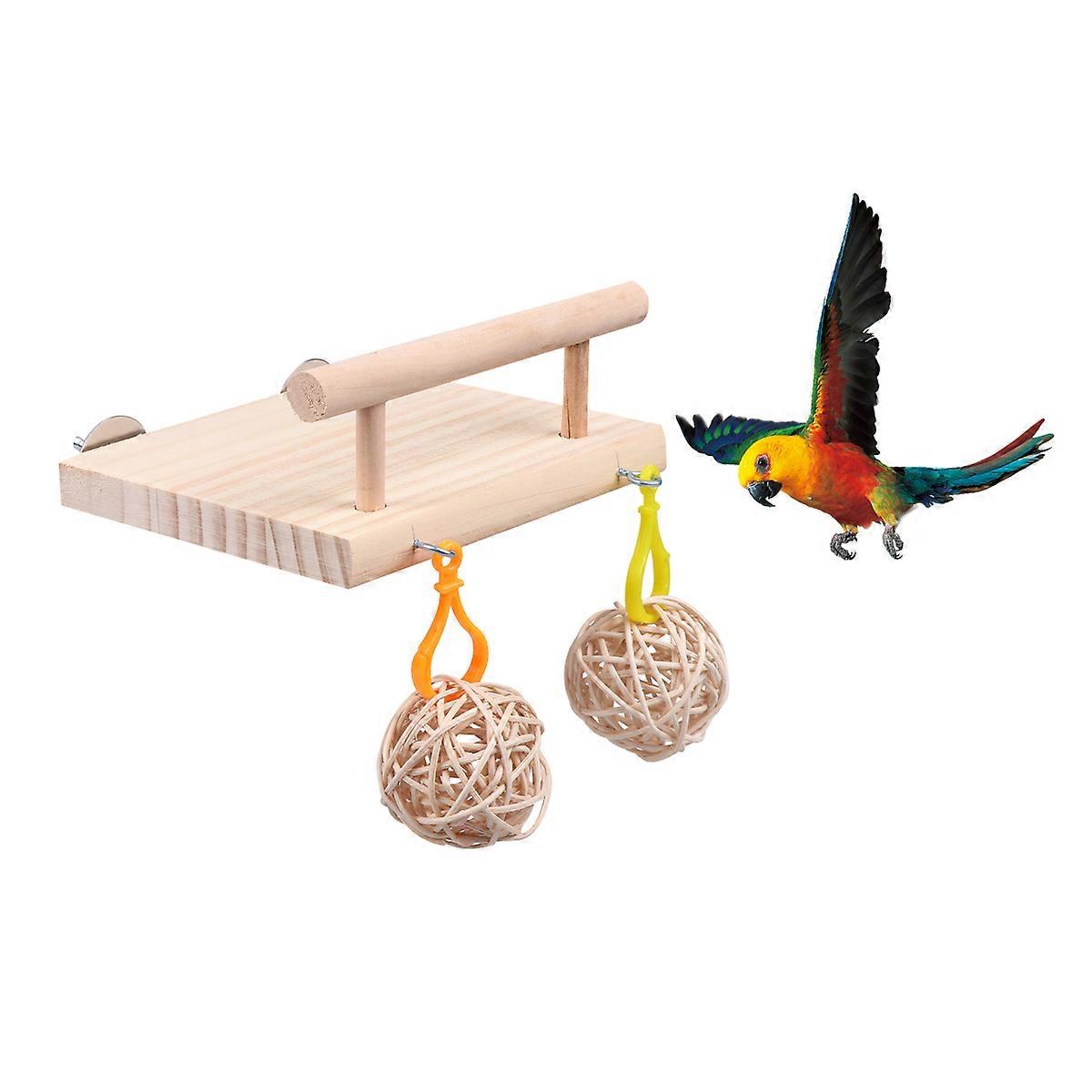 Parrot Swing Toy for Pet Bird Playing Safe Plastic Beige Hanging Toy Promotes Fun and Exercise 1PC