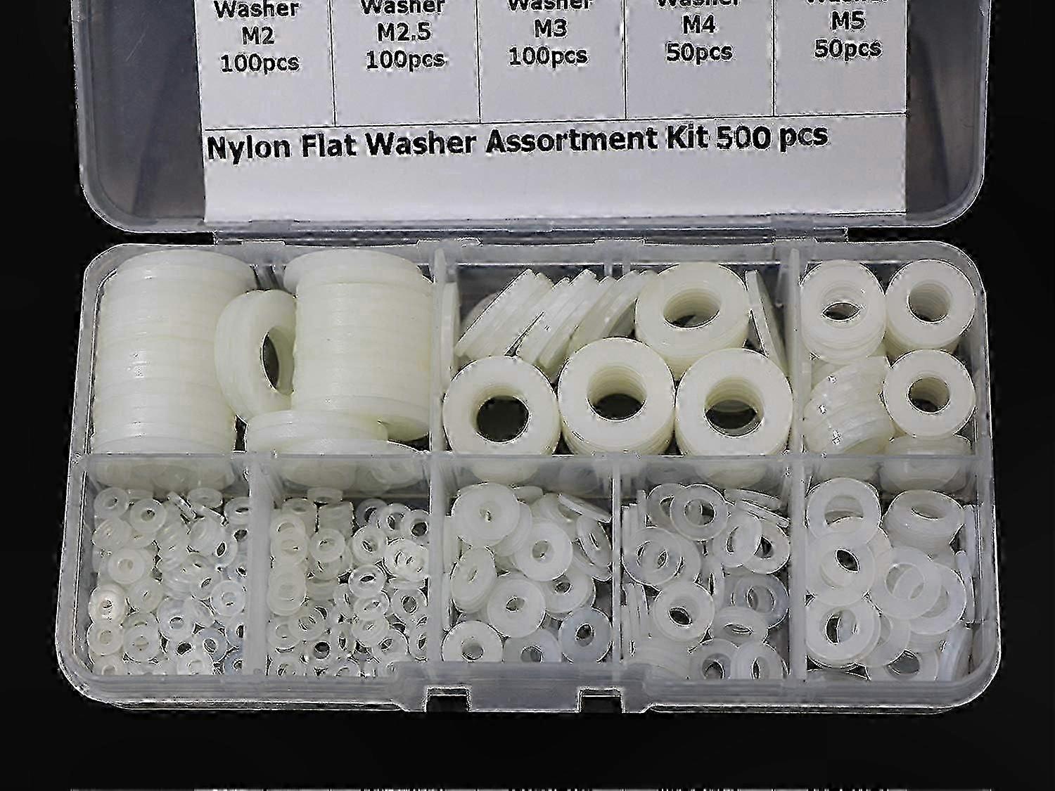 Assorted Size Plastic Washers and Nylon Sps Kit (500 Pieces)