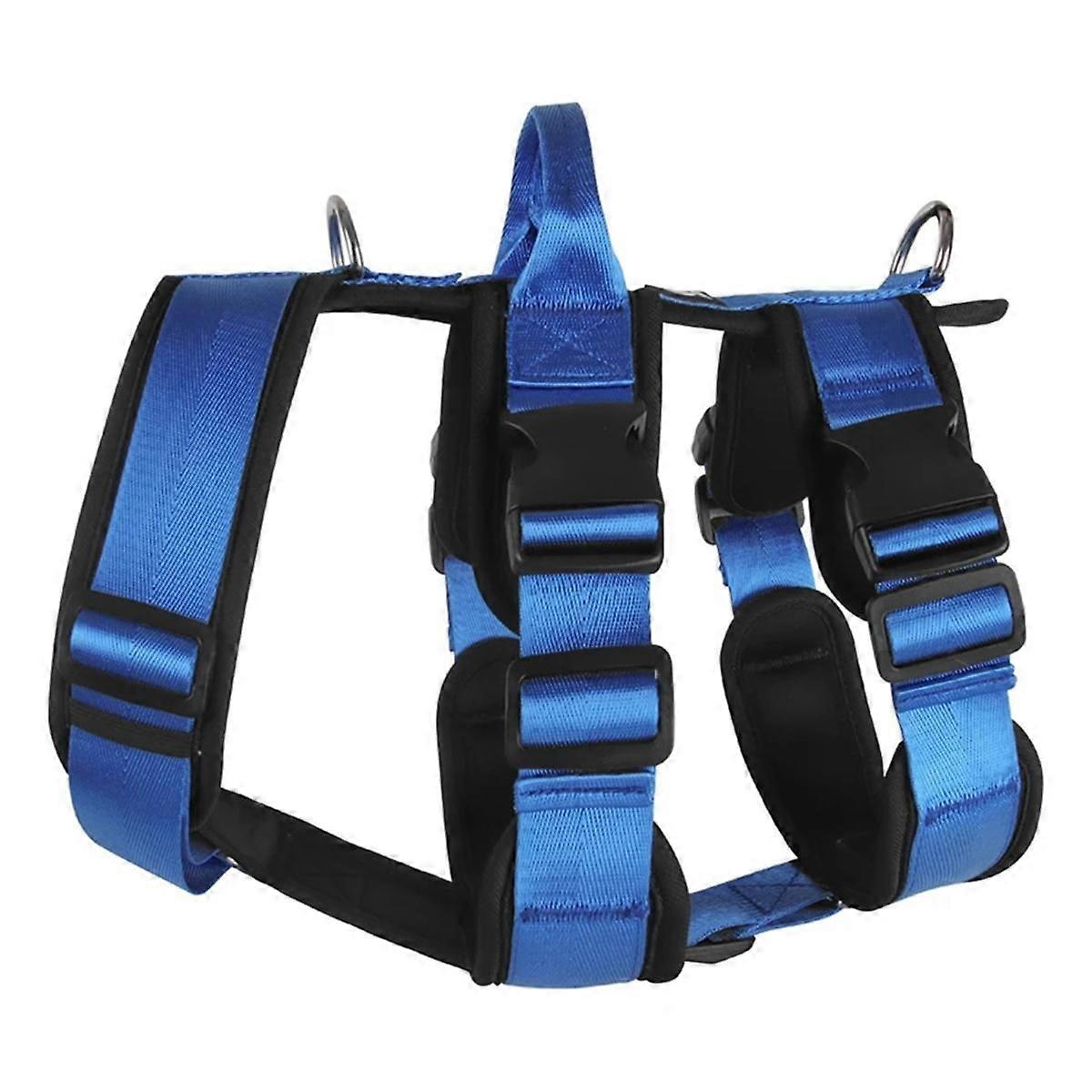 Explosionproof Big Harness with Handle Durable Adjustable Pet Chest Large Dog, Blue, M
