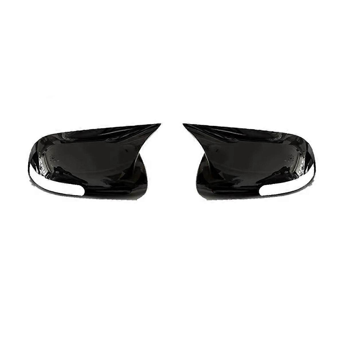 Rear View Mirror Cover Side Wing Door Mirror Caps for E140 E150 2006-2013 Bright Black
