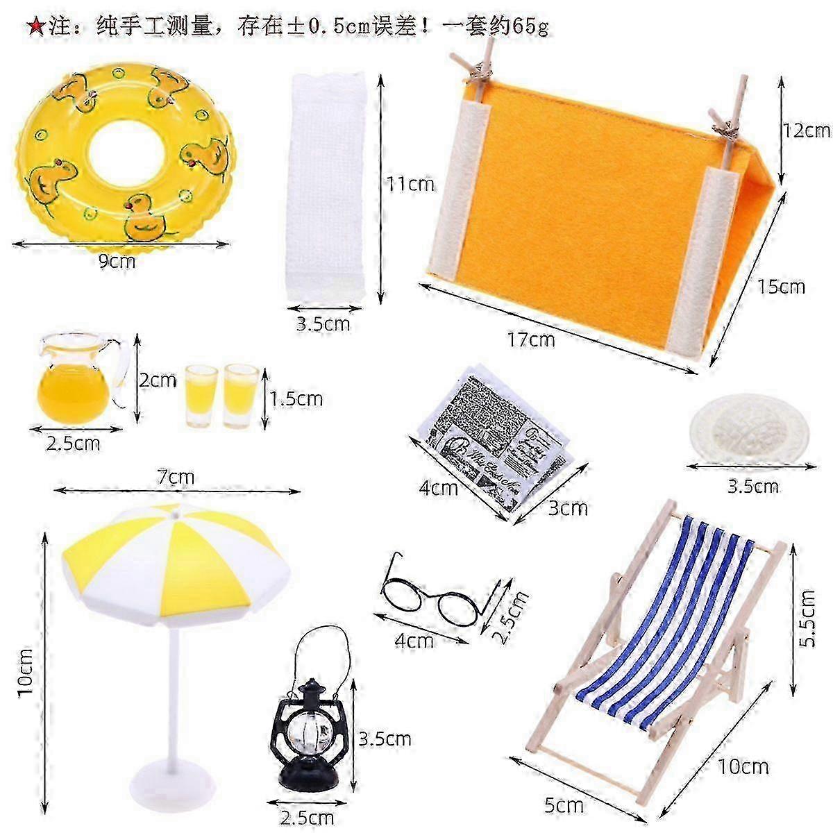 Mini Beach Set Miniature Model Ornament Summer Ocean Simulation Scene Photo Decoration Props