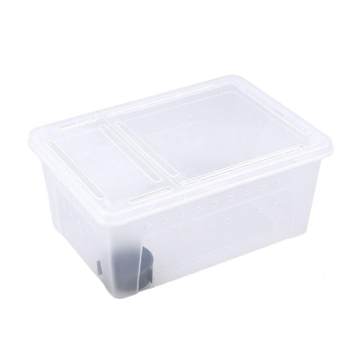 Reptiles and Amphibians Breeding Box Plastic Storage Case Feeding Hatching Container for Spider Scorpion Gecko Insect Snake Tortoise (White)