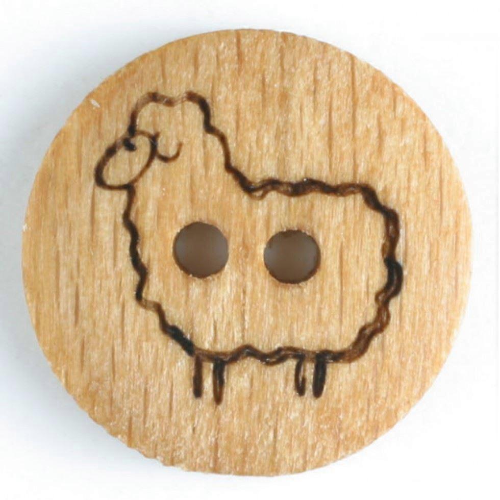 Dill Sheep Wood Buttons  Beige - per pack of 20