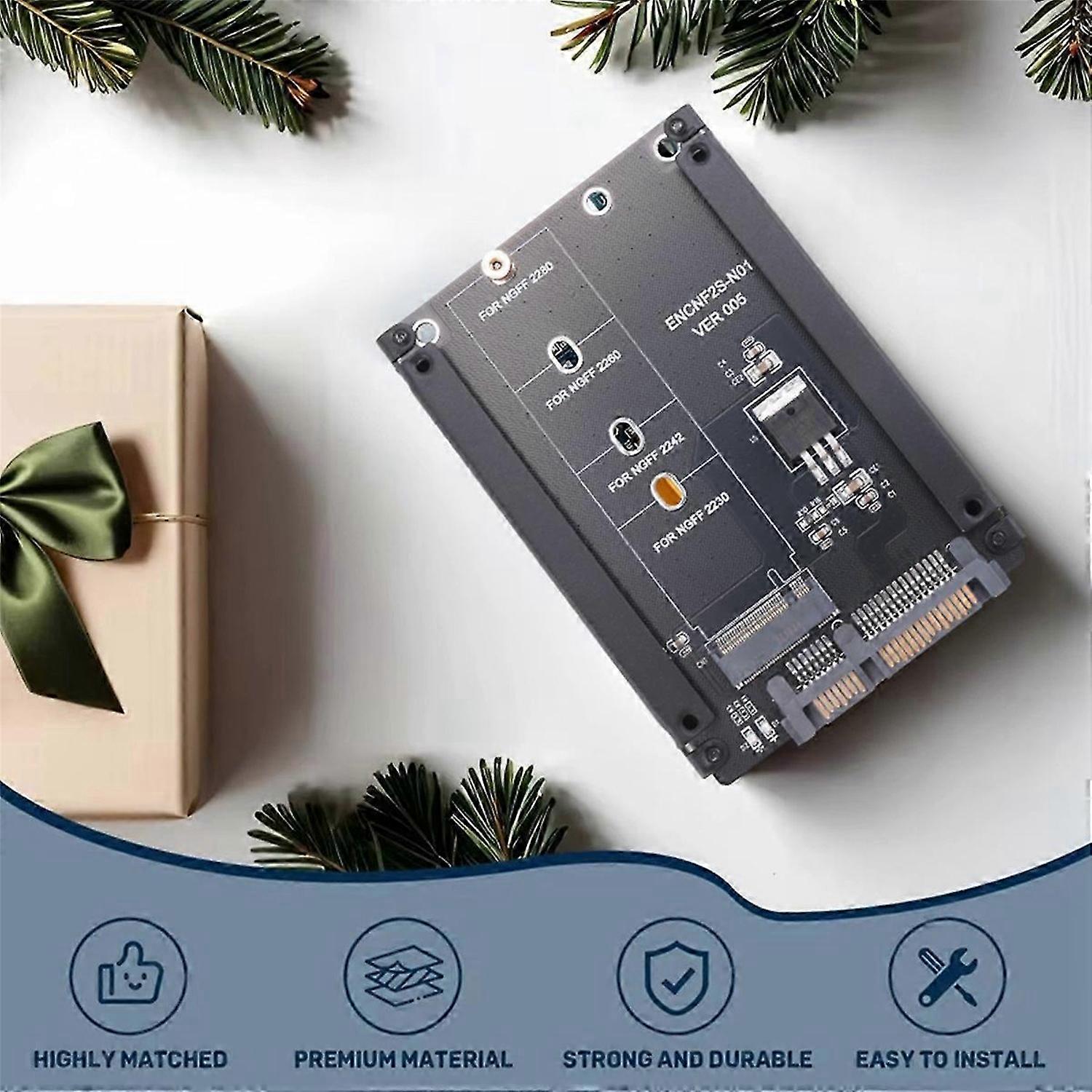 Black B+M Socket SSD to 2.5 SATA Adapter for 2230/2242/2260/2280mm