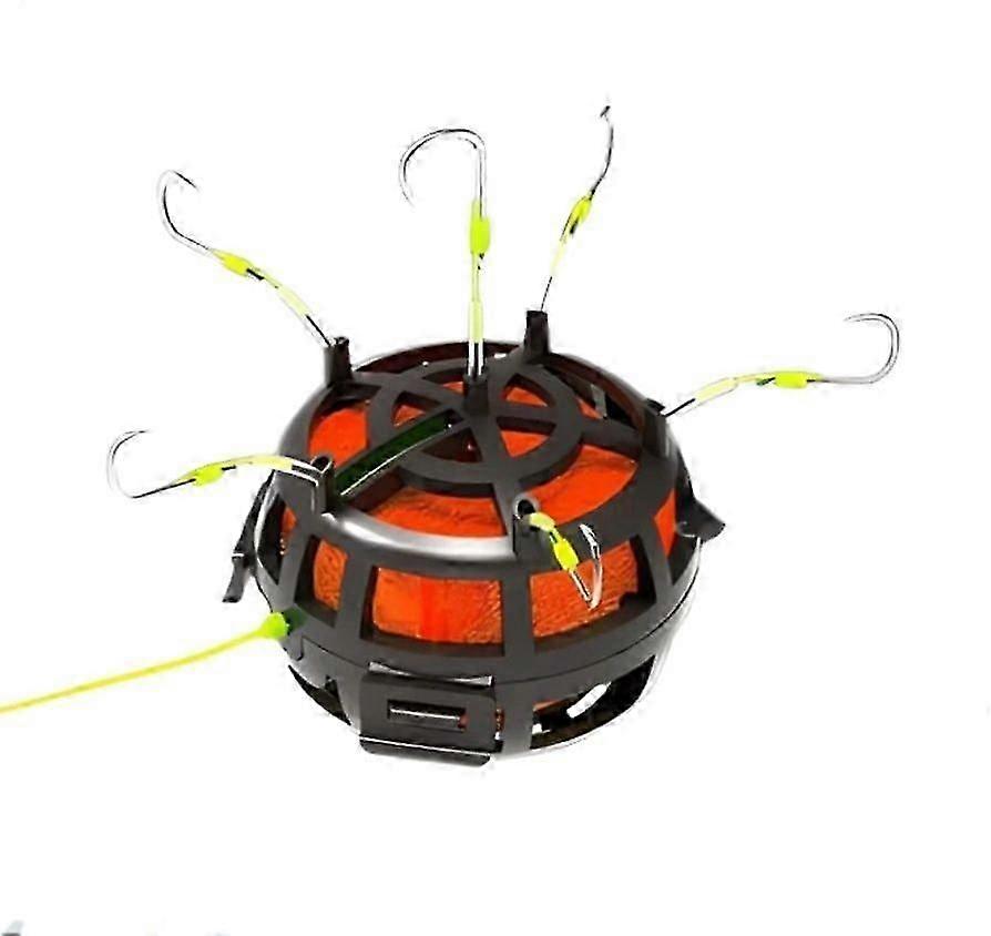 Reverse Bottom Bait Cage,360 Floating Bait Cage Fishing Hook,6-Hook Reverse