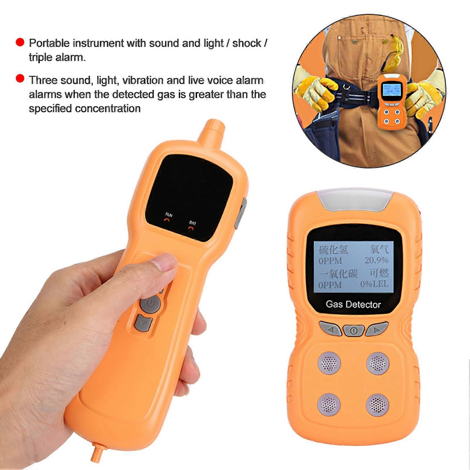 Portable 4-in-1 LCD Gas Detector Alarm 1800mAh, 135x70x30mm