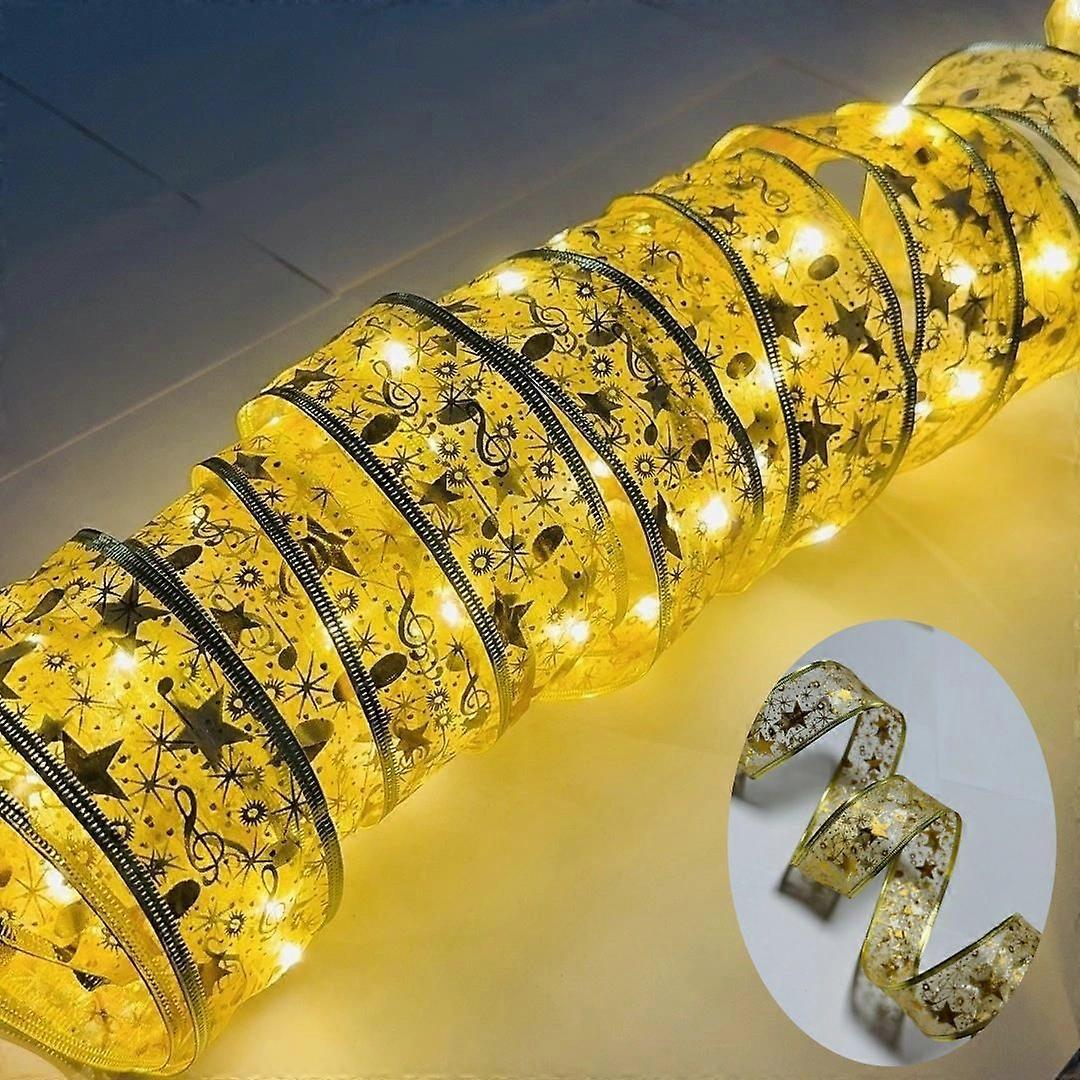 christmas ribbon fairy light diy bows string tree ornaments for home
