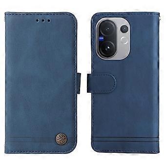 TKdaddy För vivo V60 5G Läder Plånboksfodral Hud Touch Telefonskydd Stativ Med Rem Blå