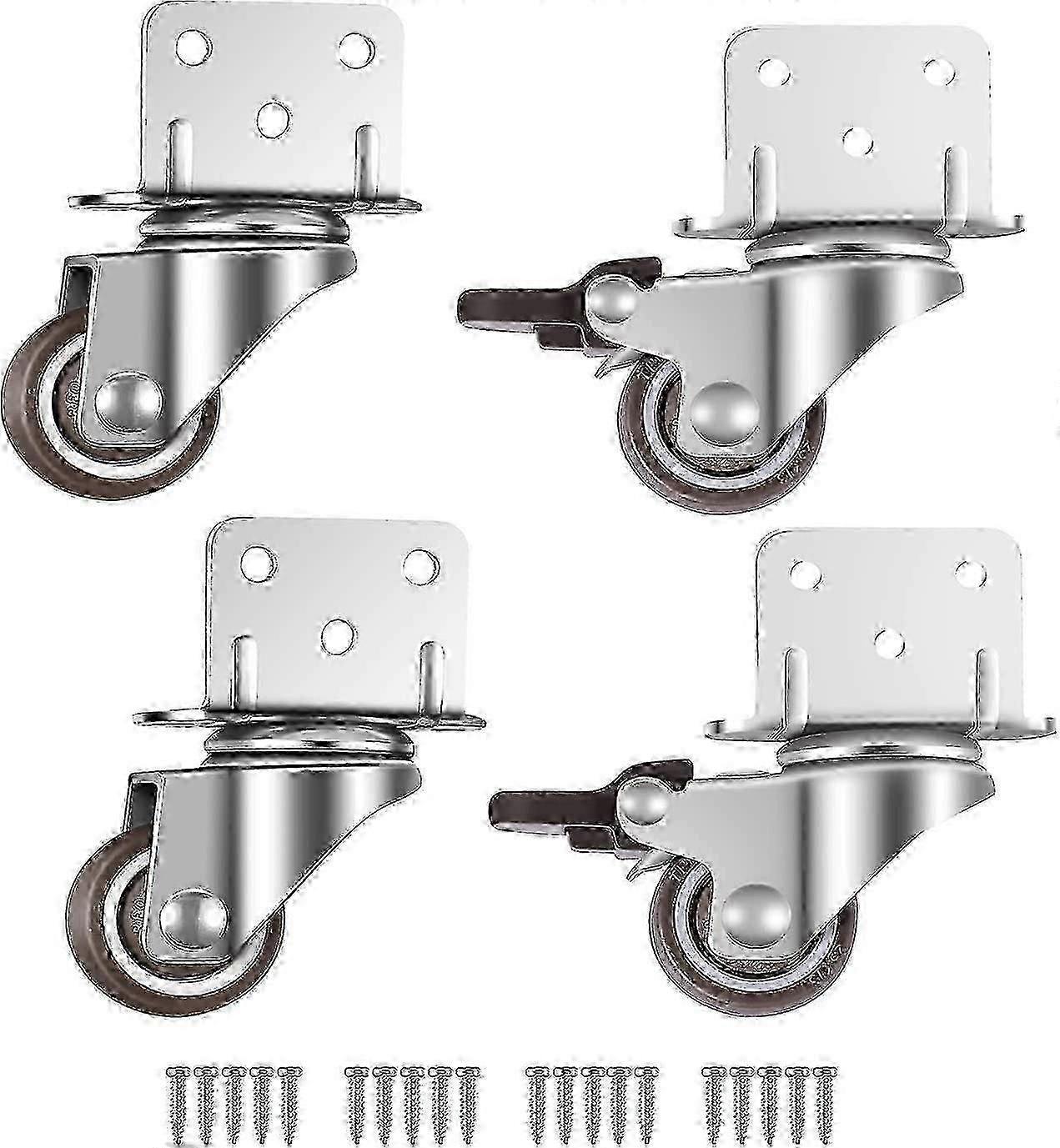 Swivel castors with L-mounting plate and brake 4 pack
