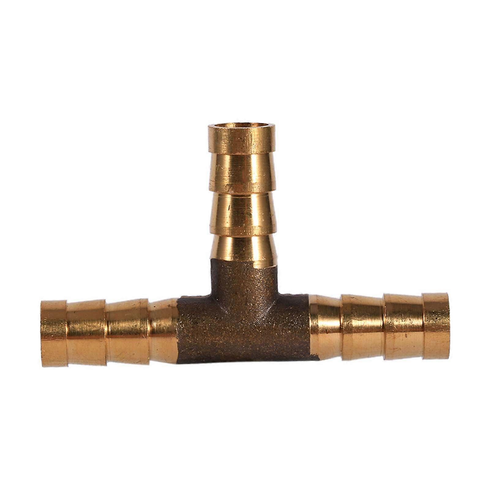 Brass T Piece 3 Way Fuel Hose Joiner Connector 8mm For Compressed Air Oil Gas Pipe