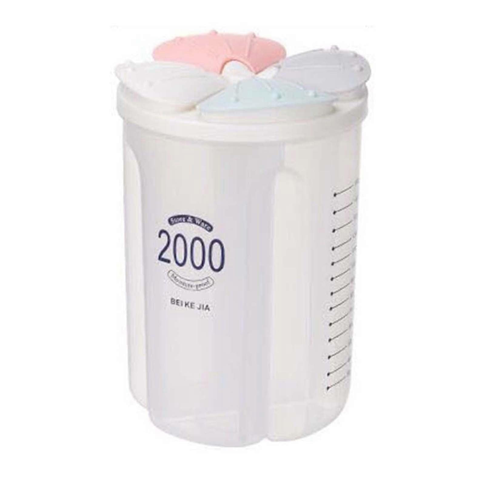 Grain Storage Tank 2000ml, Kitchen Food Container with Partition, Compatible with Dry Goods & Spices Organizer