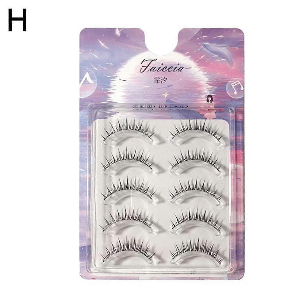 Natural Look False Eyelashes 5-Pair Set with Artificial Fiber for Easy Application