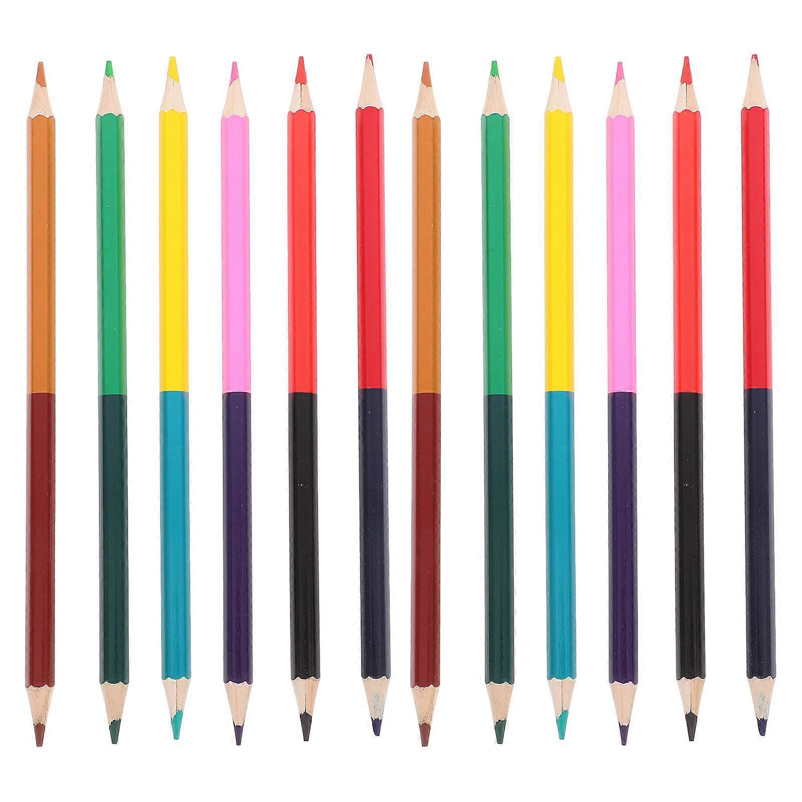 Drawing Pencils 12Pcs Artistic Design Double-Ended Multicolor Pencils For Beginners Assorted Color