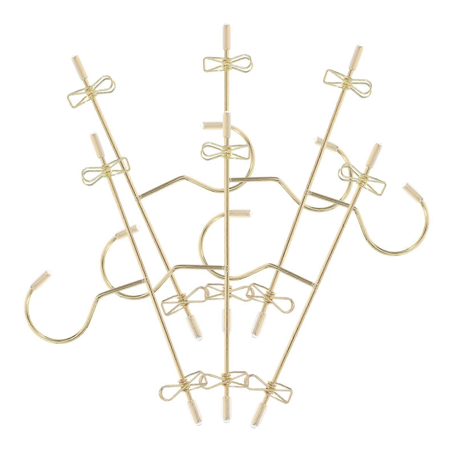 Mini Clothing Hangers For Doll Clothes Organized In Toy Room Simple Design 12Cm Golden Small Size With 24Pcs Quantity