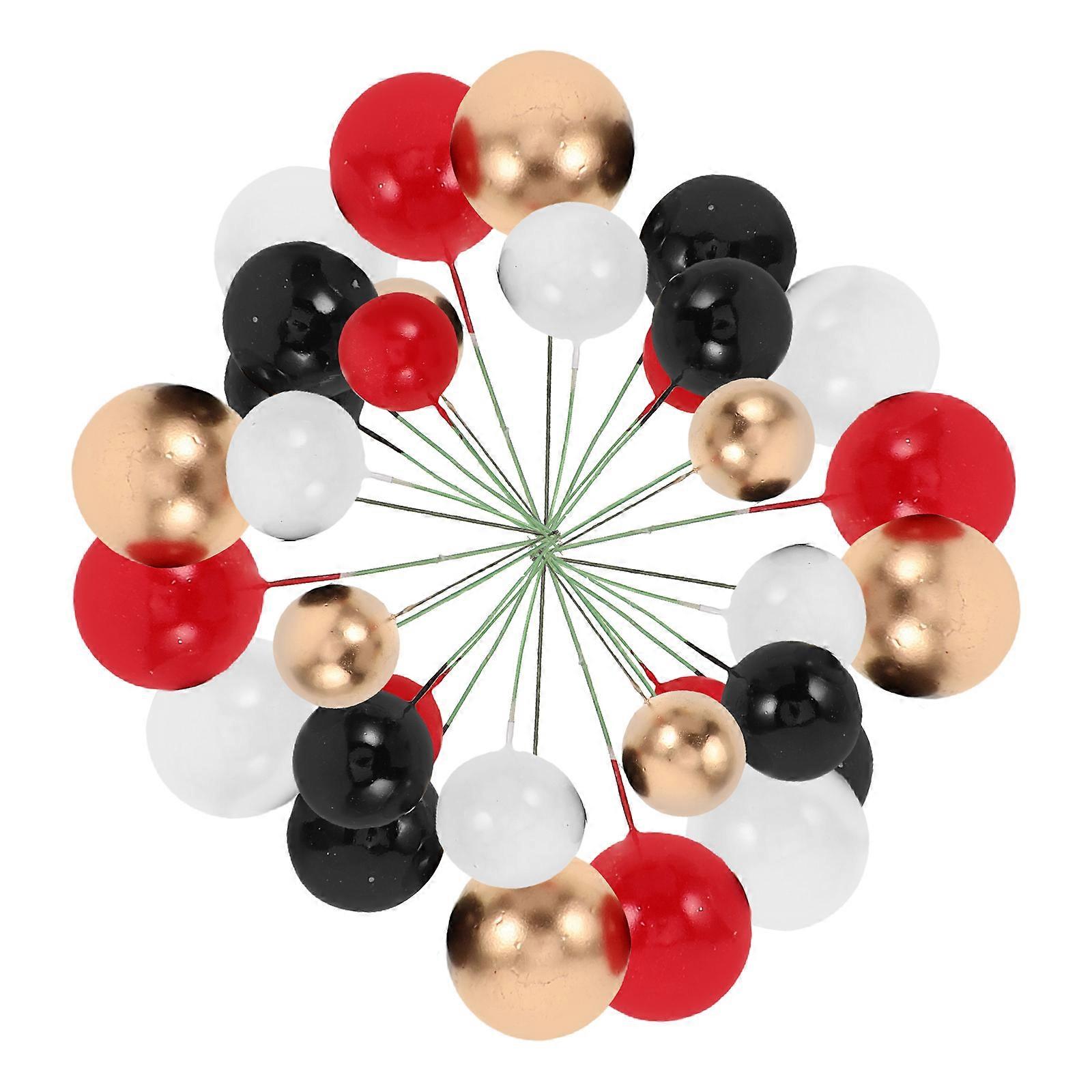 Foam Ball Cake Toppers for Cake Decorating 64Pcs Sticks