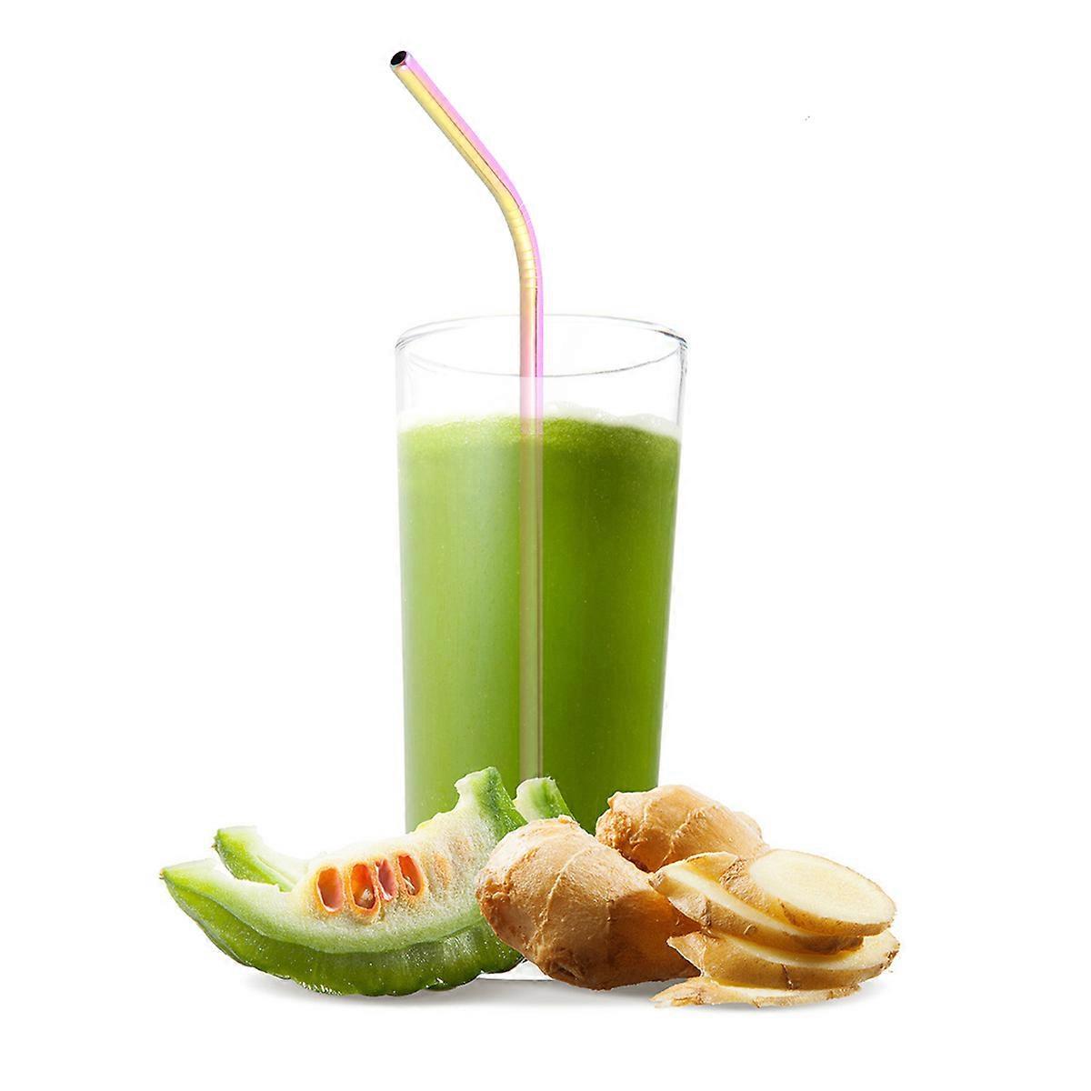 Multicolor Stainless Steel Drinking Straws Curved for Drinking 2Pcs