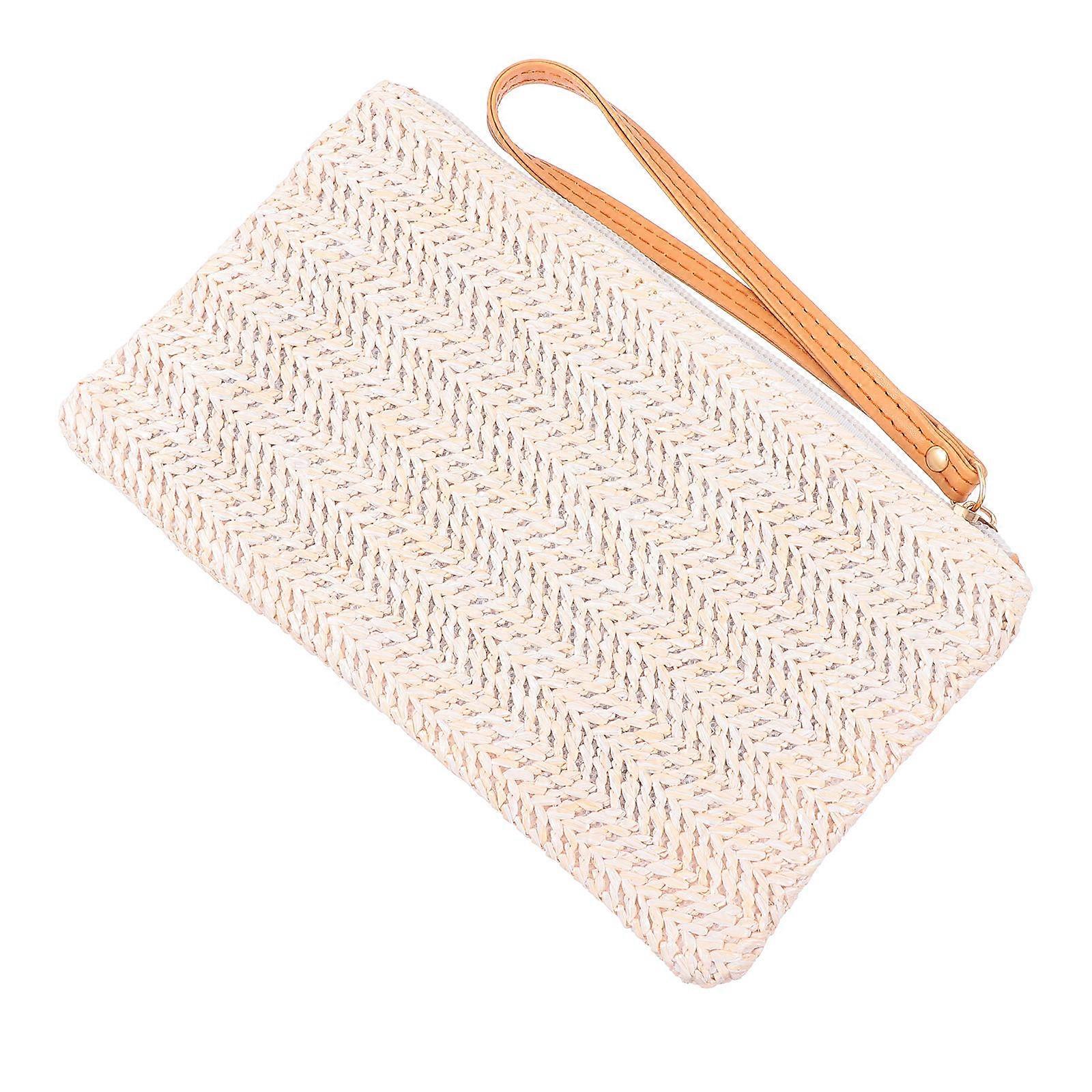Storage Bag Zipper Clutch Bag for Storage Use 2Pcs Beige Quality