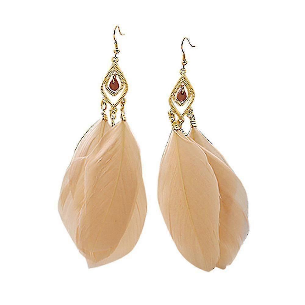 Farfi 1 pár Elegantní Lady Feathers Dangle Hook Svatební ples Party Náušnice Dárek