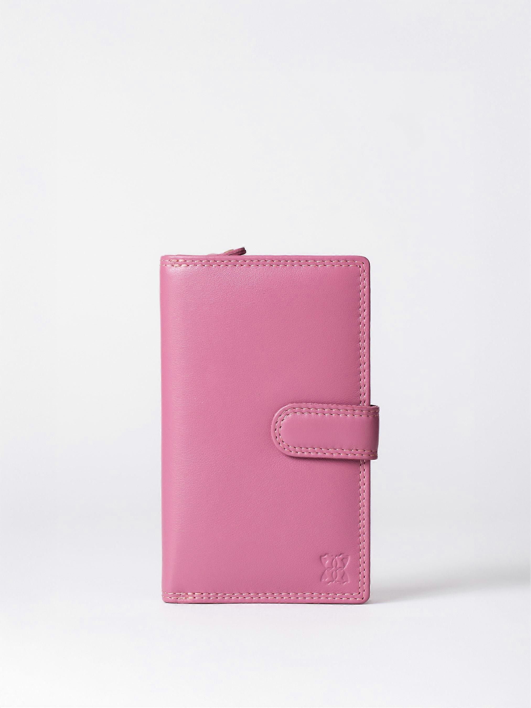 Medium Leather Tab Purse in Mauve