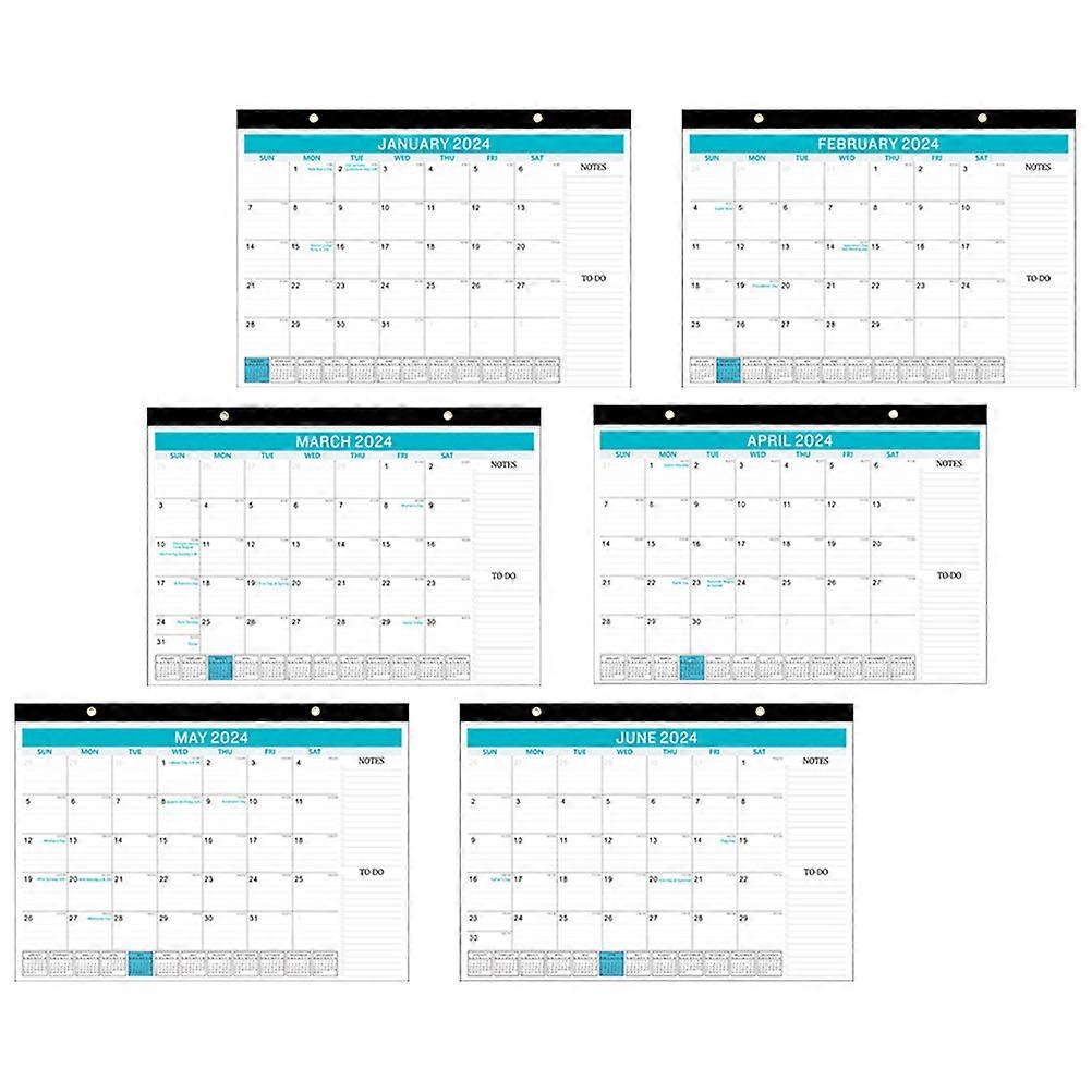 Daily Use Office Calendar English Hanging Calendar 2Pcs Blue