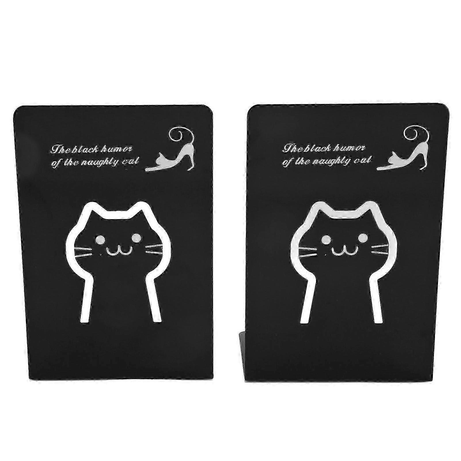 Metal Book Ends Decorative Hollow Book Stoppers for Study Office Dormitory Library 2pcs