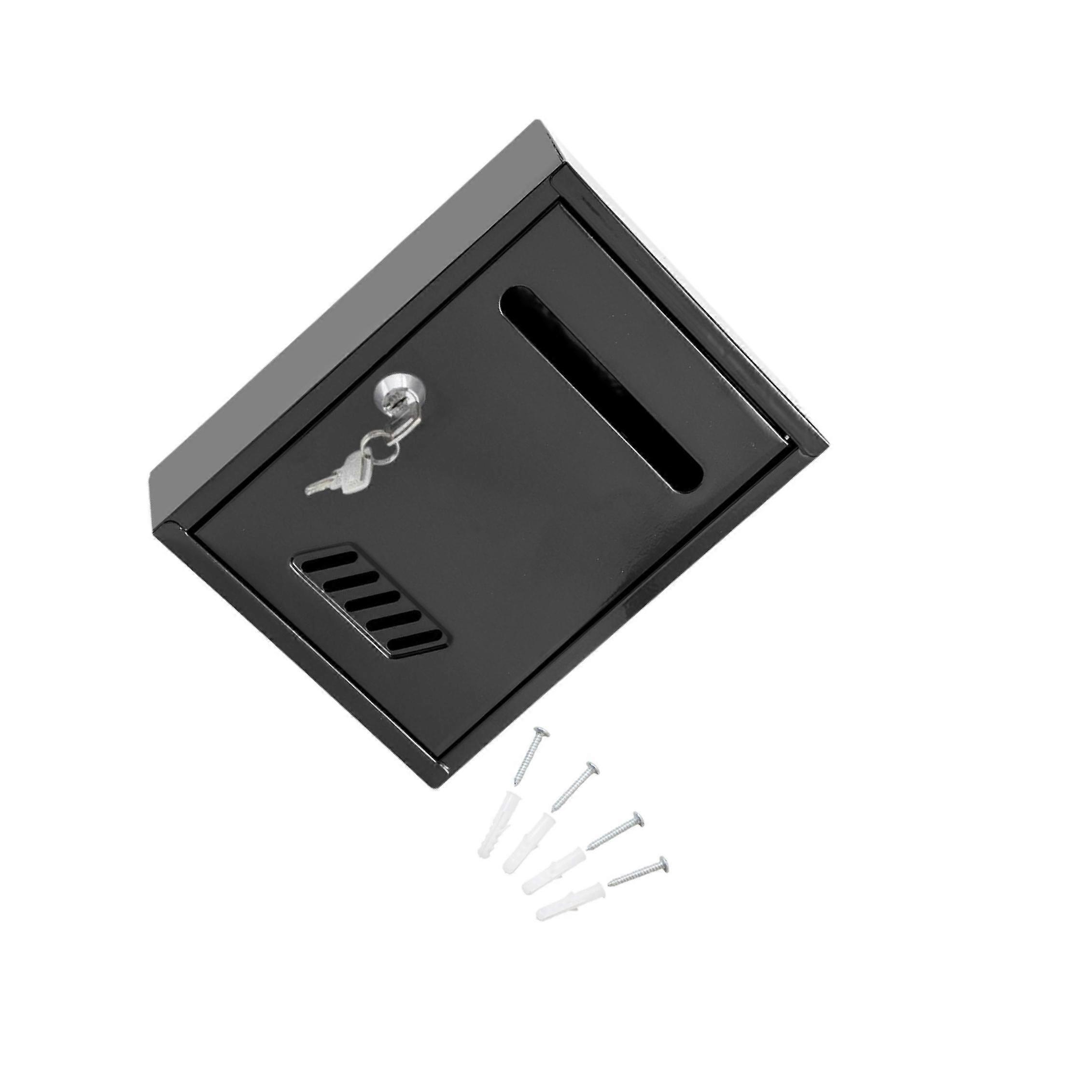 Wall Mount Mailbox Large Locking Mail Box for Home Decoration House External Black