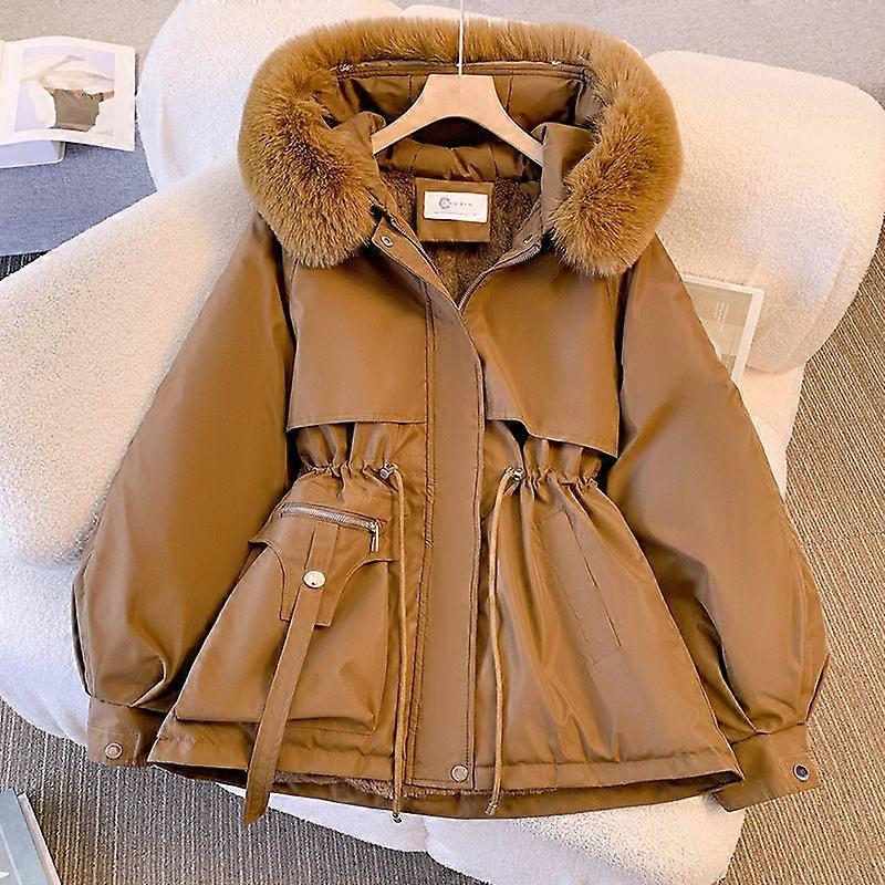 Thickened Fleece Down Cotton Coat Large Size Warm Jacket 65cm Mid-long