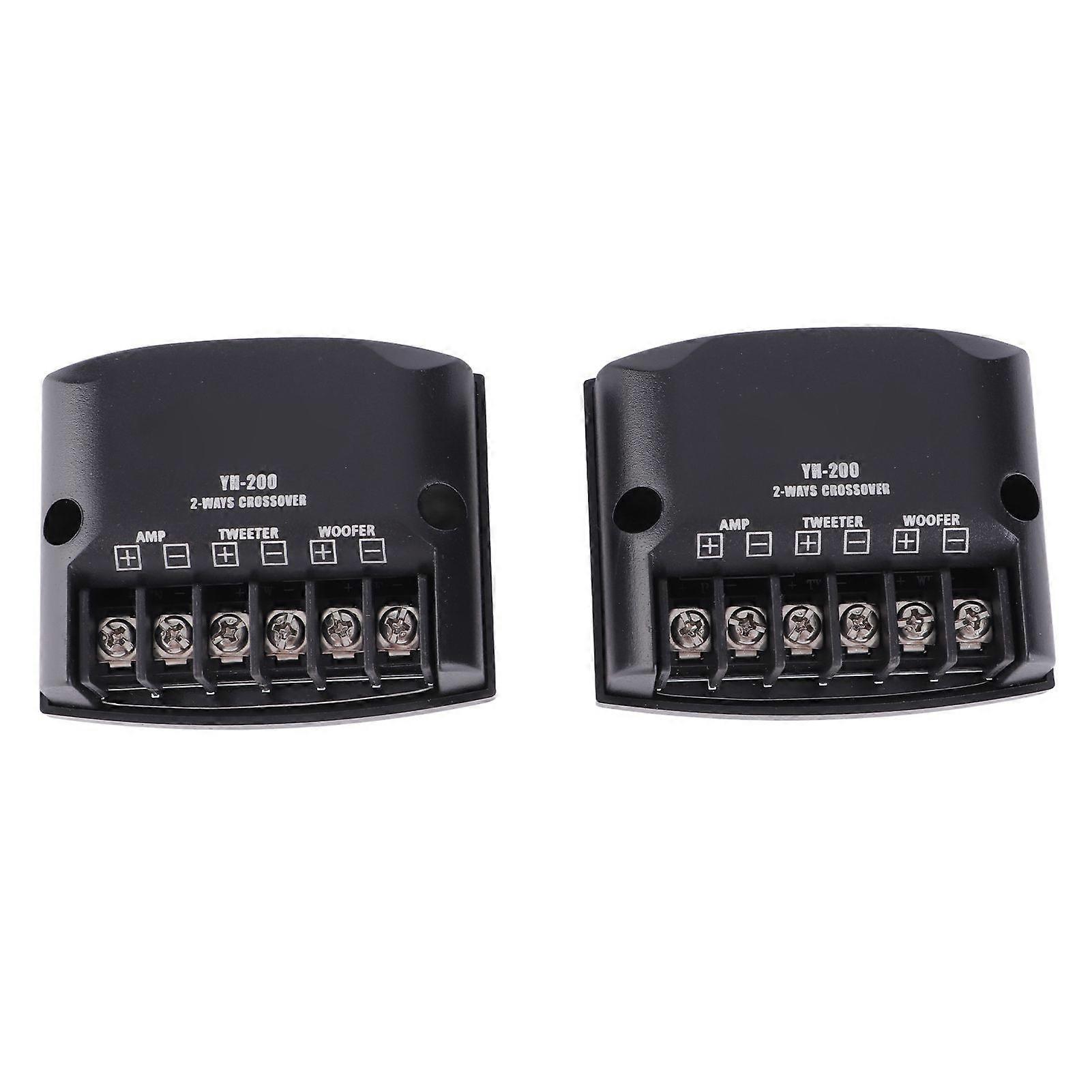 2pcs Car 2 Way Speaker Frequency Divider 12V 60W High Frequency Capacitors Black Universal