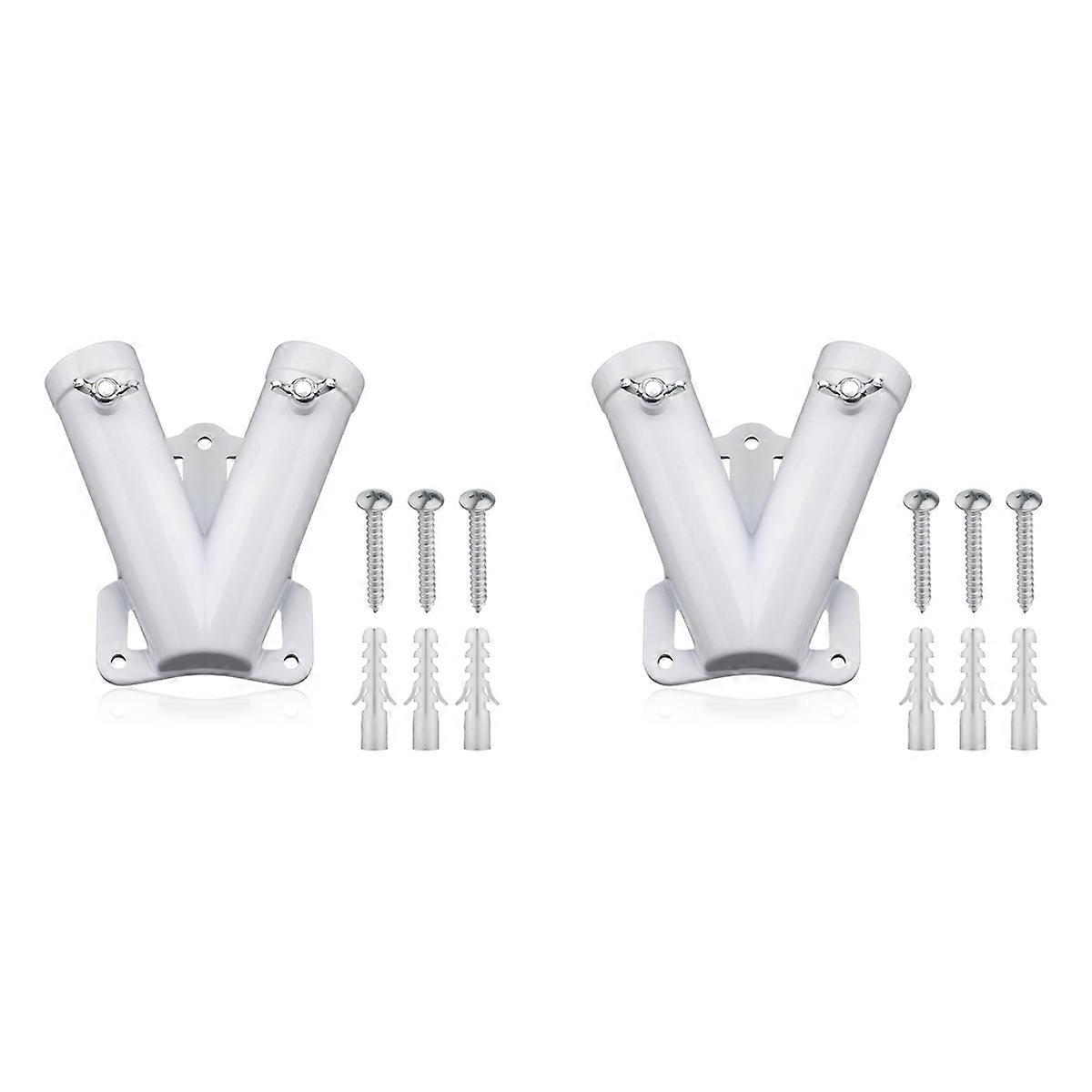 Double FlagPole Bracket Holder, V Shape Flagpole Wall Mount Bracket