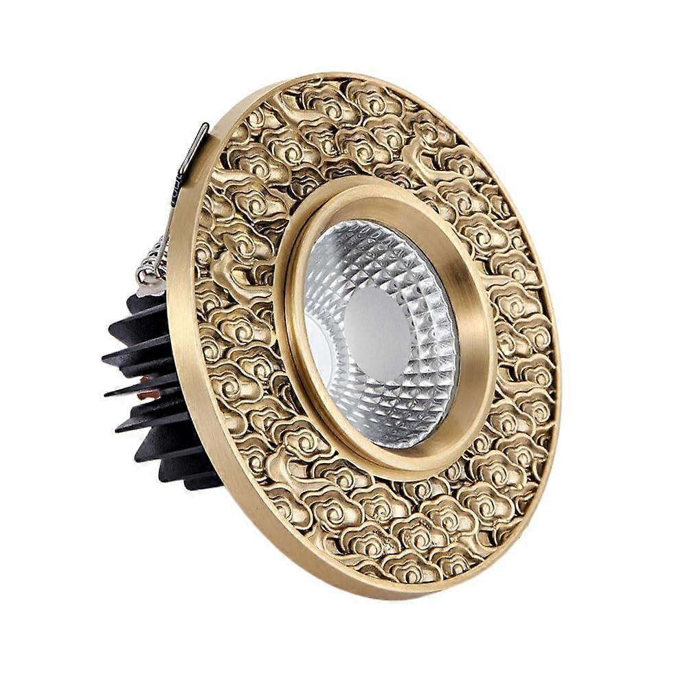 LED Recessed Lighting, Selectable 3-12W, Brass Ceiling Pot Light, Dimmable Downlight, 3 Color Temperatures, CRI 90