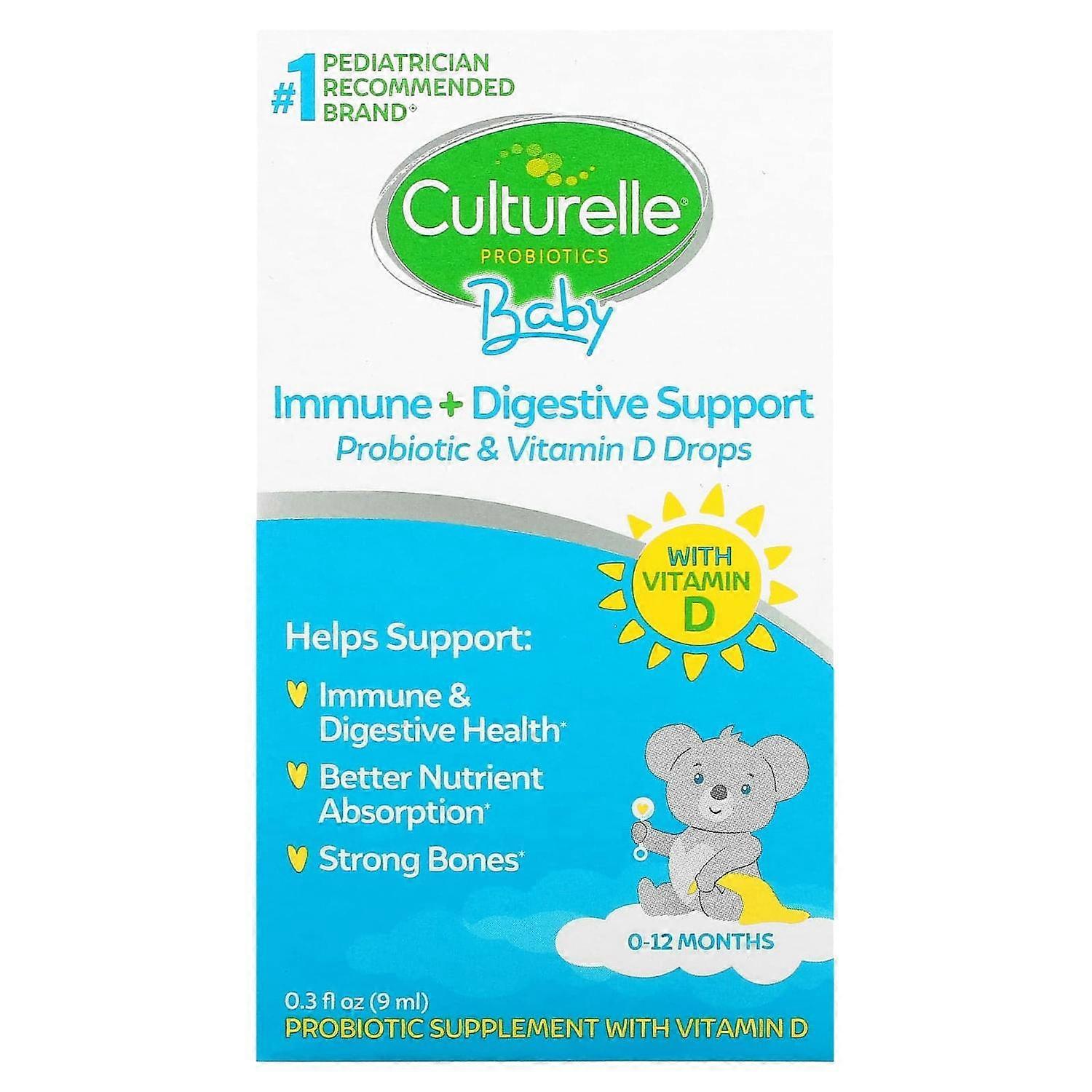 Culturelle, Probiotics, Baby, Immune + Digestive Support, Probiotic & Vitamin D Drops, 0-12 Months, 0.3 fl oz (9 ml)