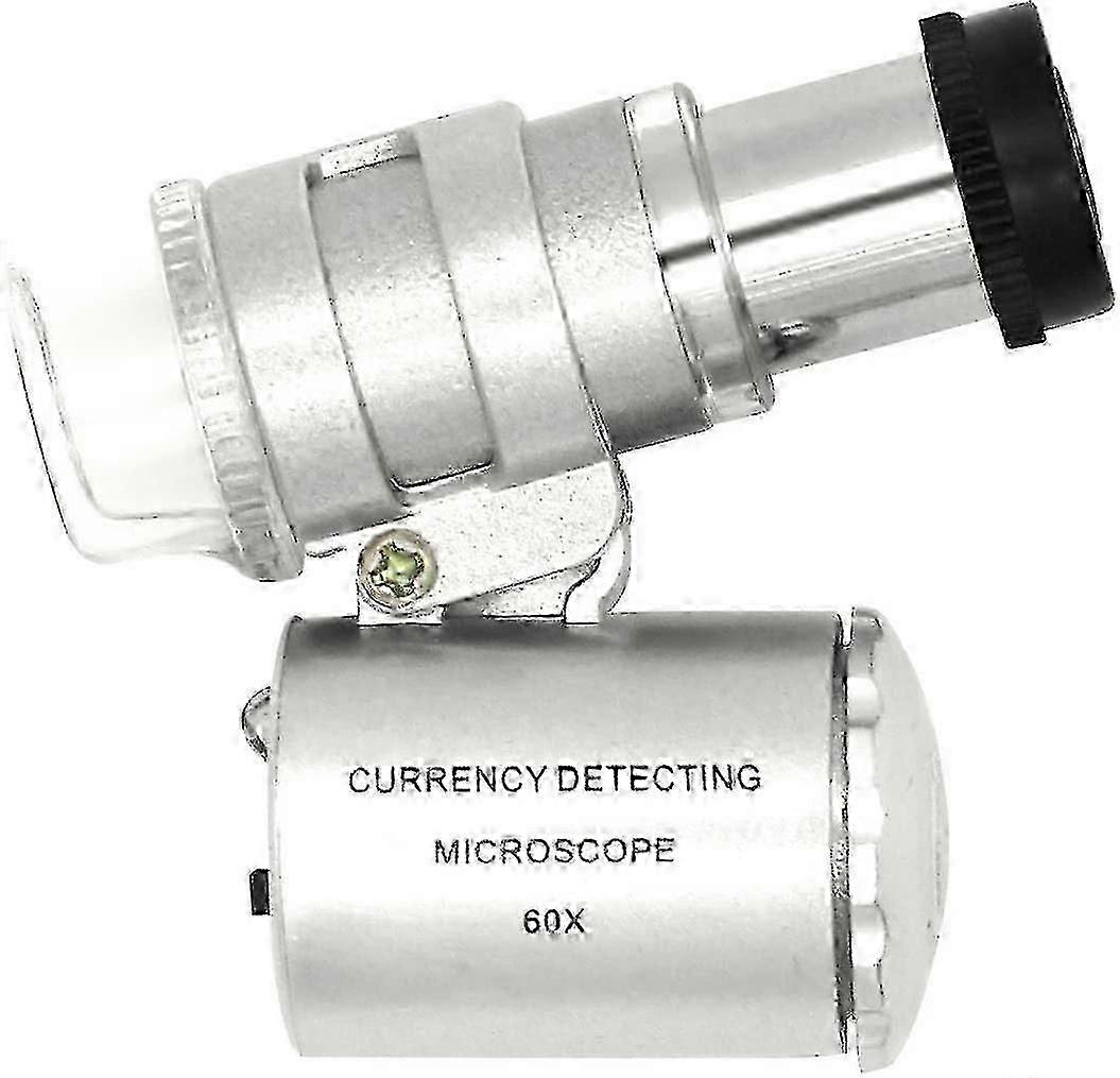 60x Adjustable Mini Led Pocket Microscope Magnifier Magnifier With Currency Detection Magnifier