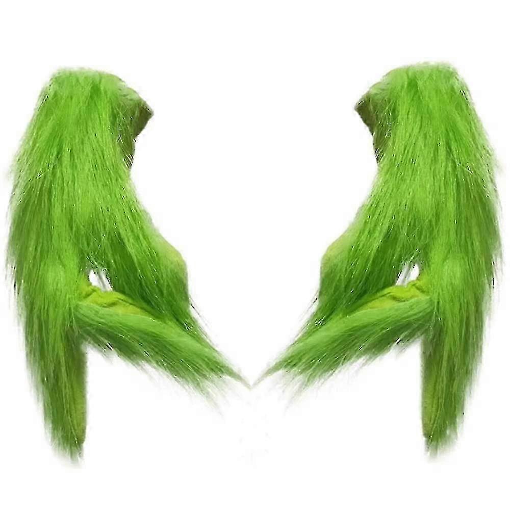Gants en peluche monstre vert de Noël pour adultes et enfants, accessoire de déguisement Grinch pour fête de Noël