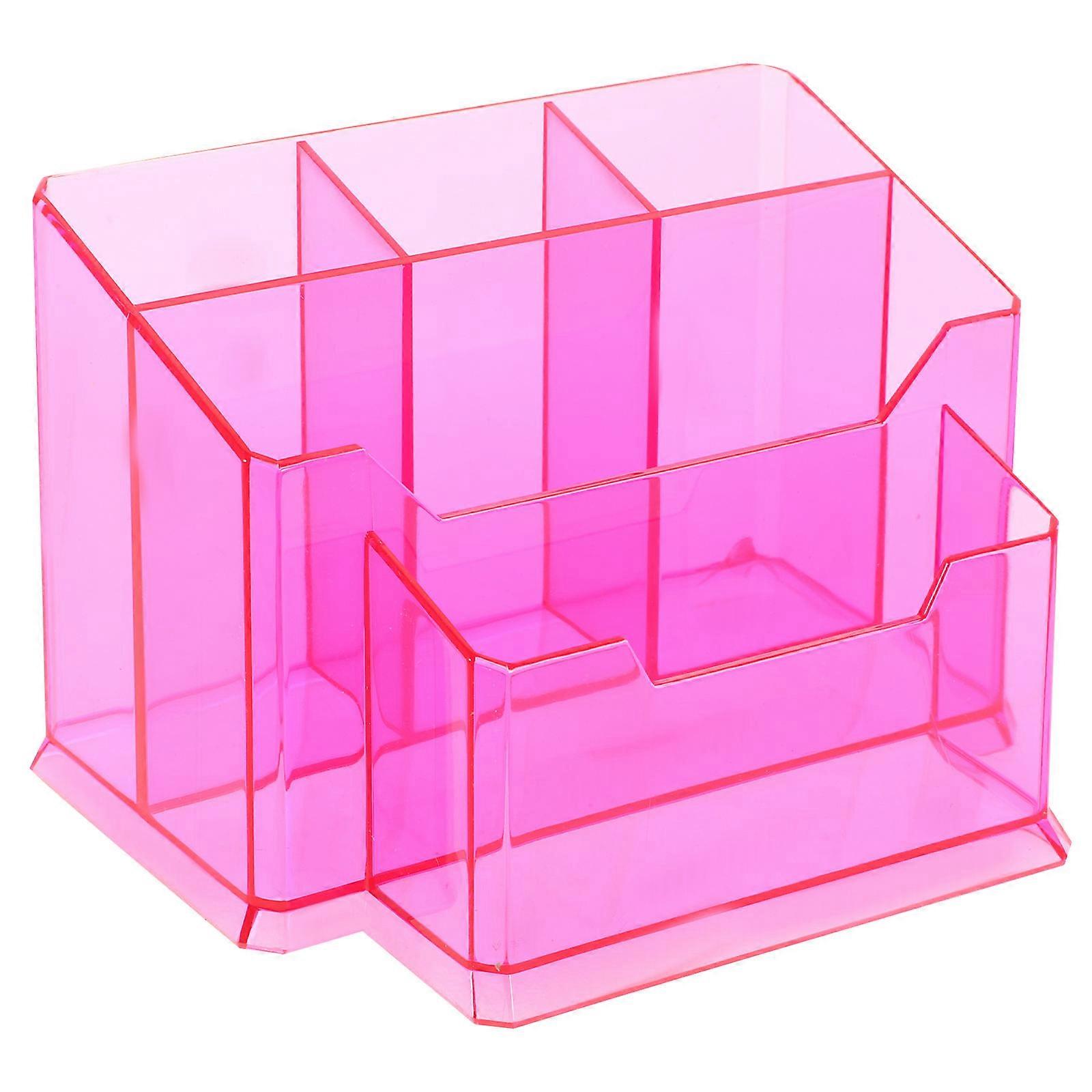 Nail Brush Storage Holder For Vanity Desk With Multiple Compartments In Rosy Color 1Set