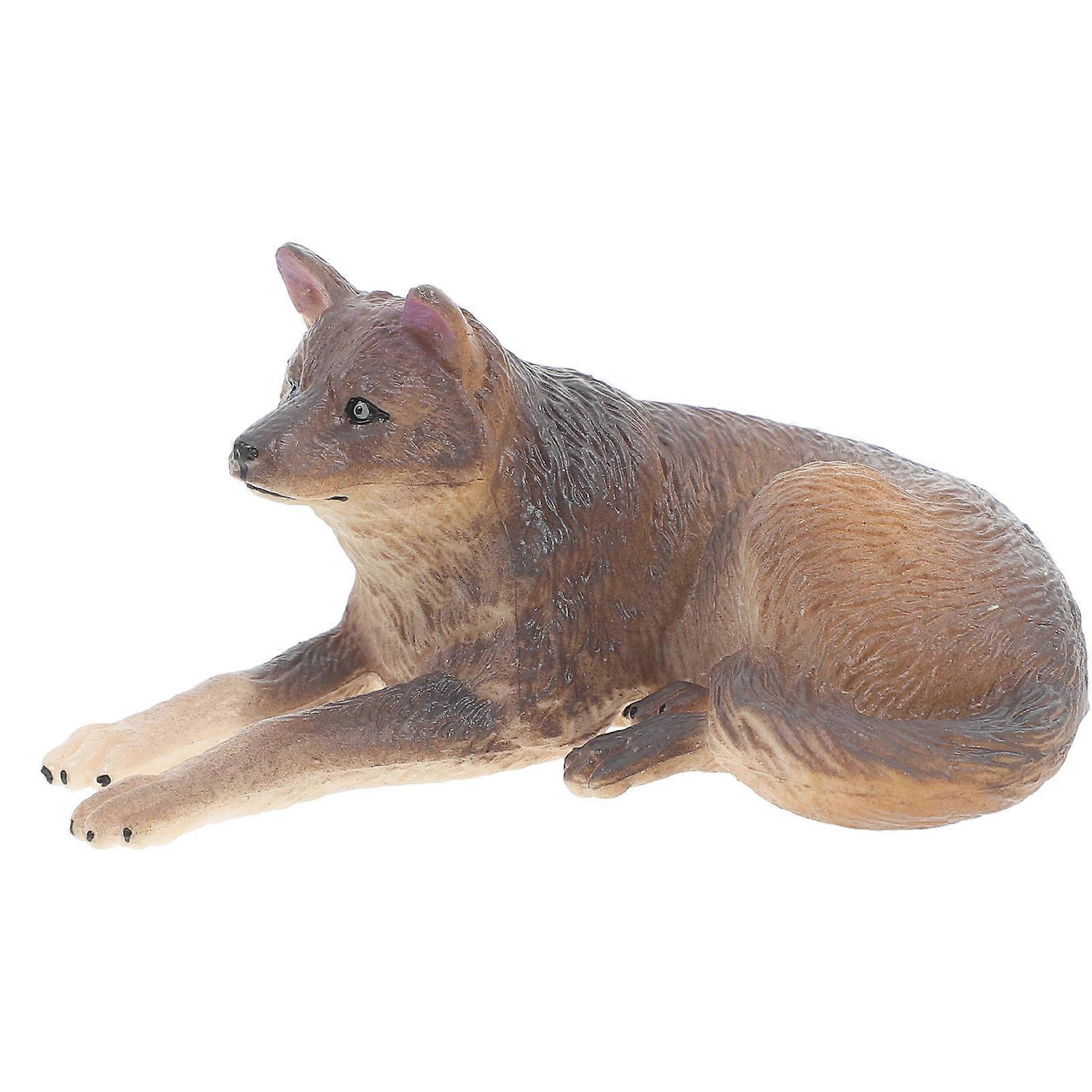 Decorative Wolf Statue Plastic Mini Simulation Wolf Model for Kids Playing 5Pcs