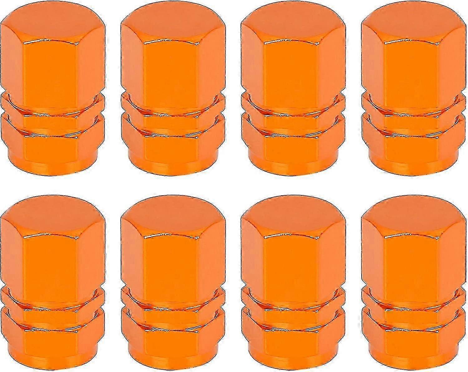 Improved Wheel Tyre Valve Stem Caps in Hexagon Style (40 Orange Caps for Ayu)